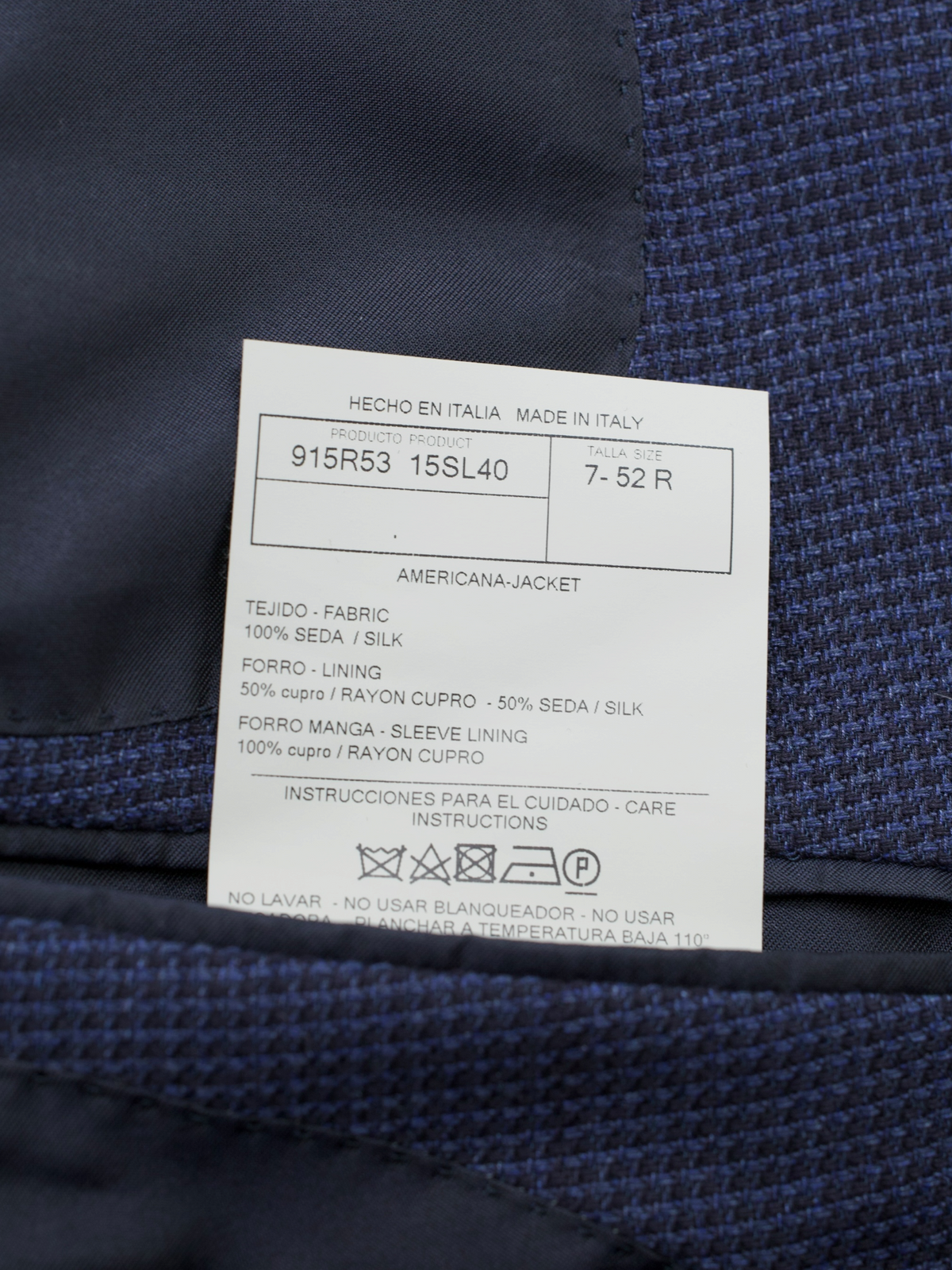 Tom Ford Dark Blue Pure Silk Basket-Weave Windowpane Jacket