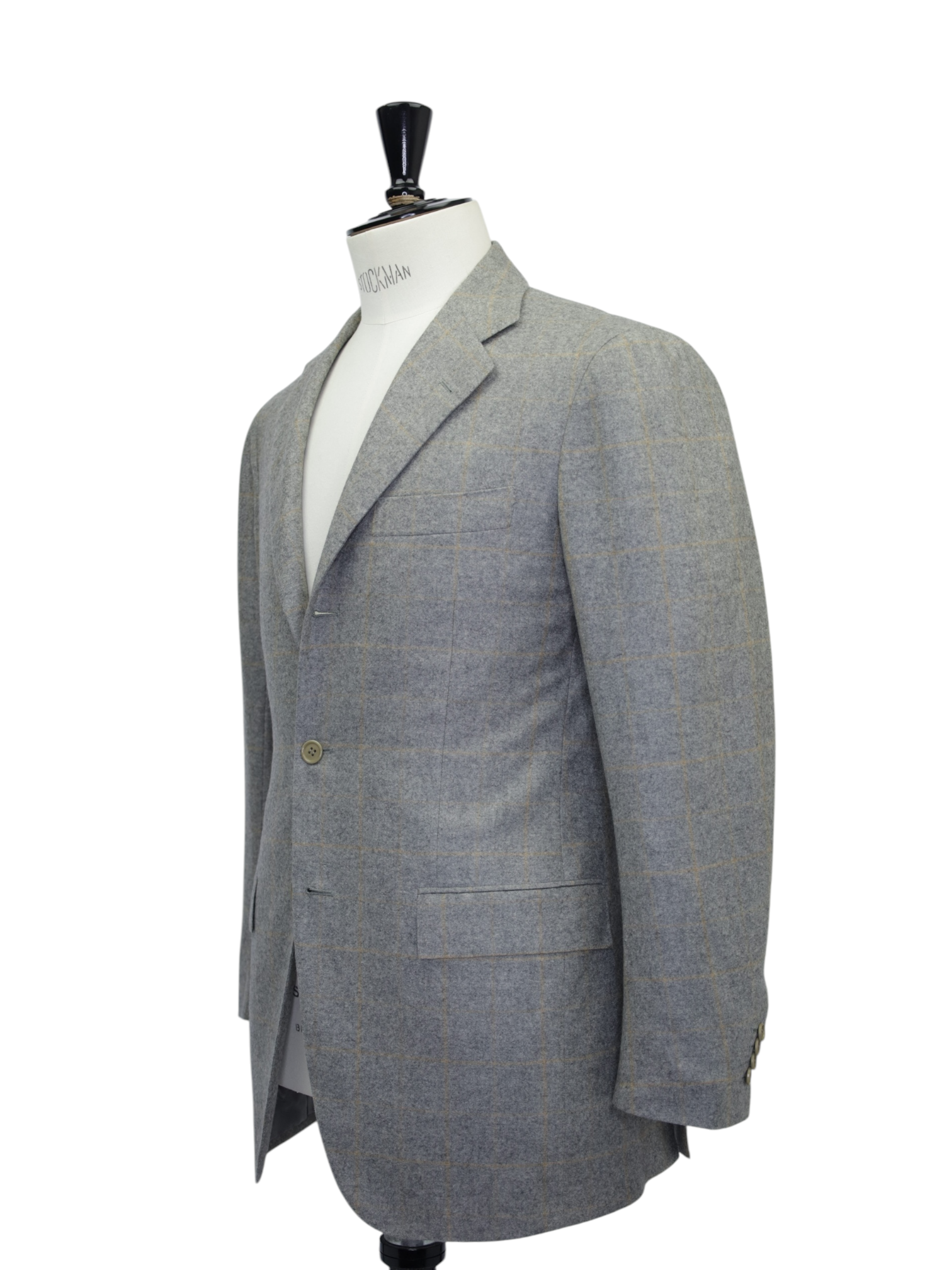 Kiton Light Grey Cashmere Windowpane Jacket