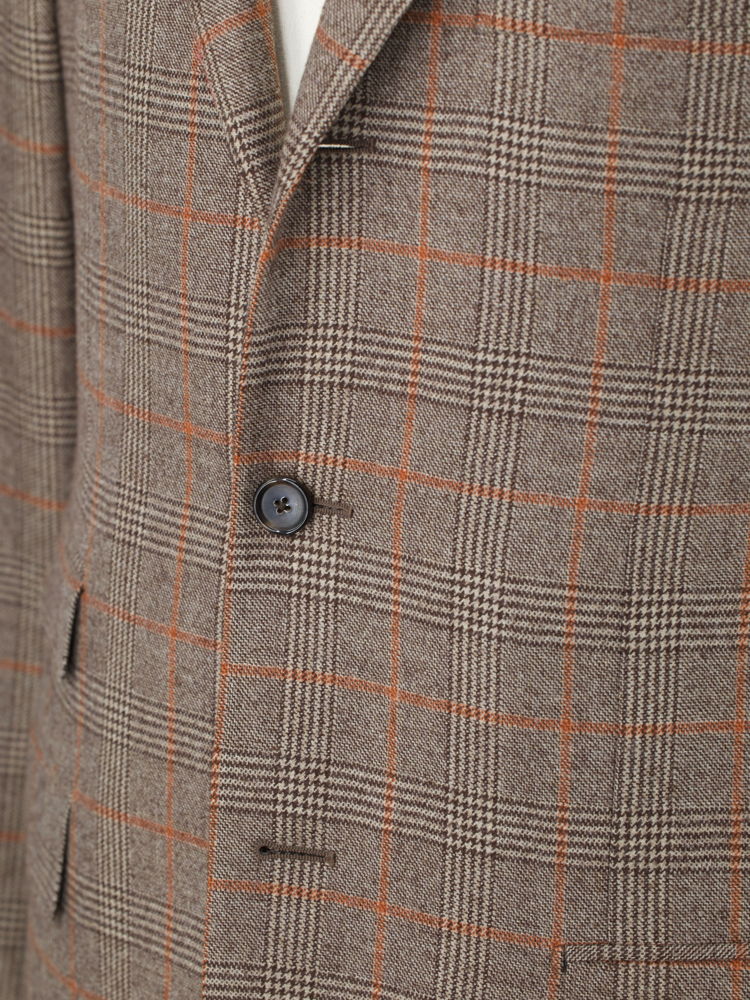 Caruso Brown & Burnt-Orange "Winter Zelander" Wool Prince of Wales Jacket