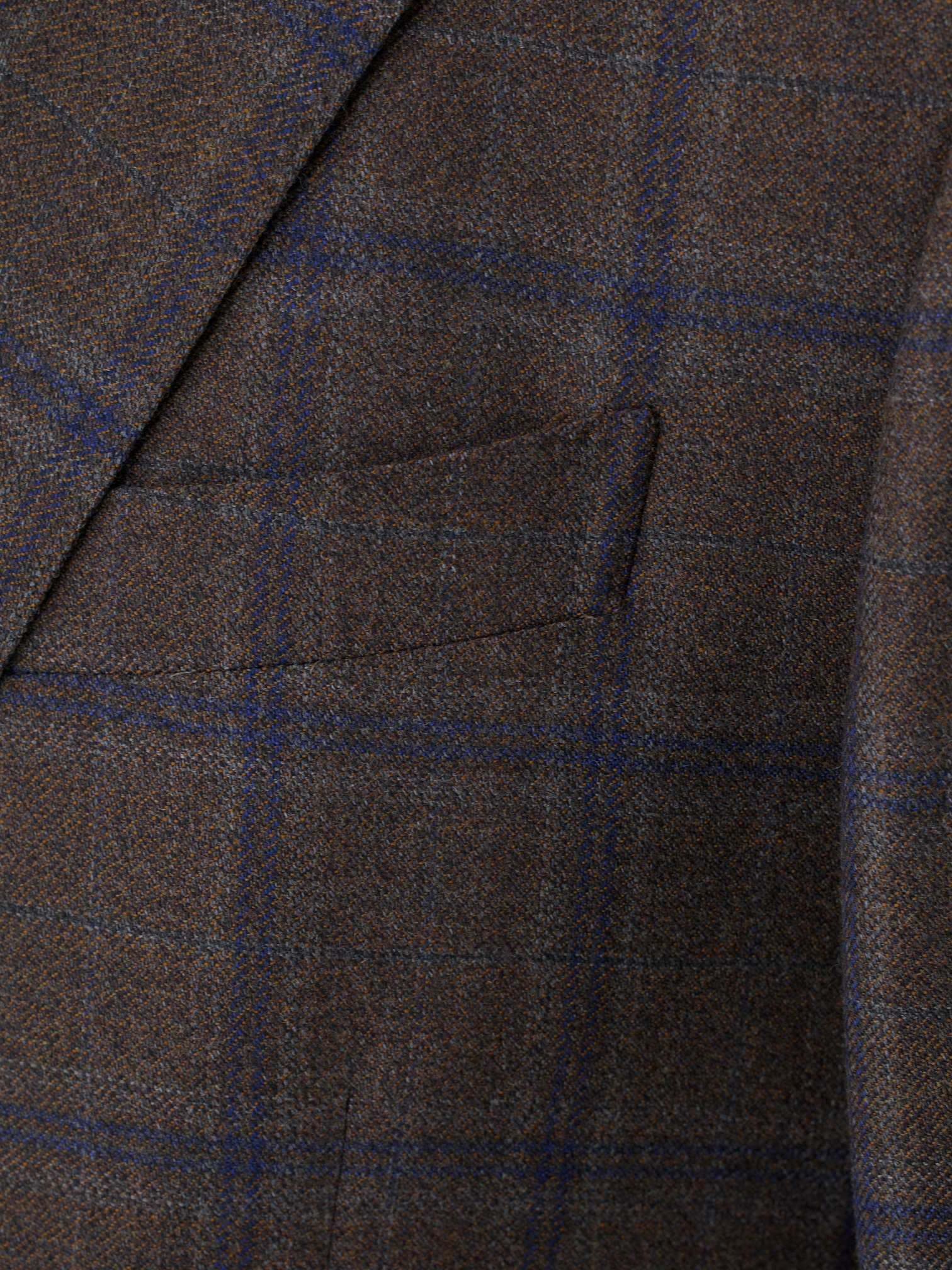 Caruso Brown & Blue Pure-Wool Windowpane Jacket