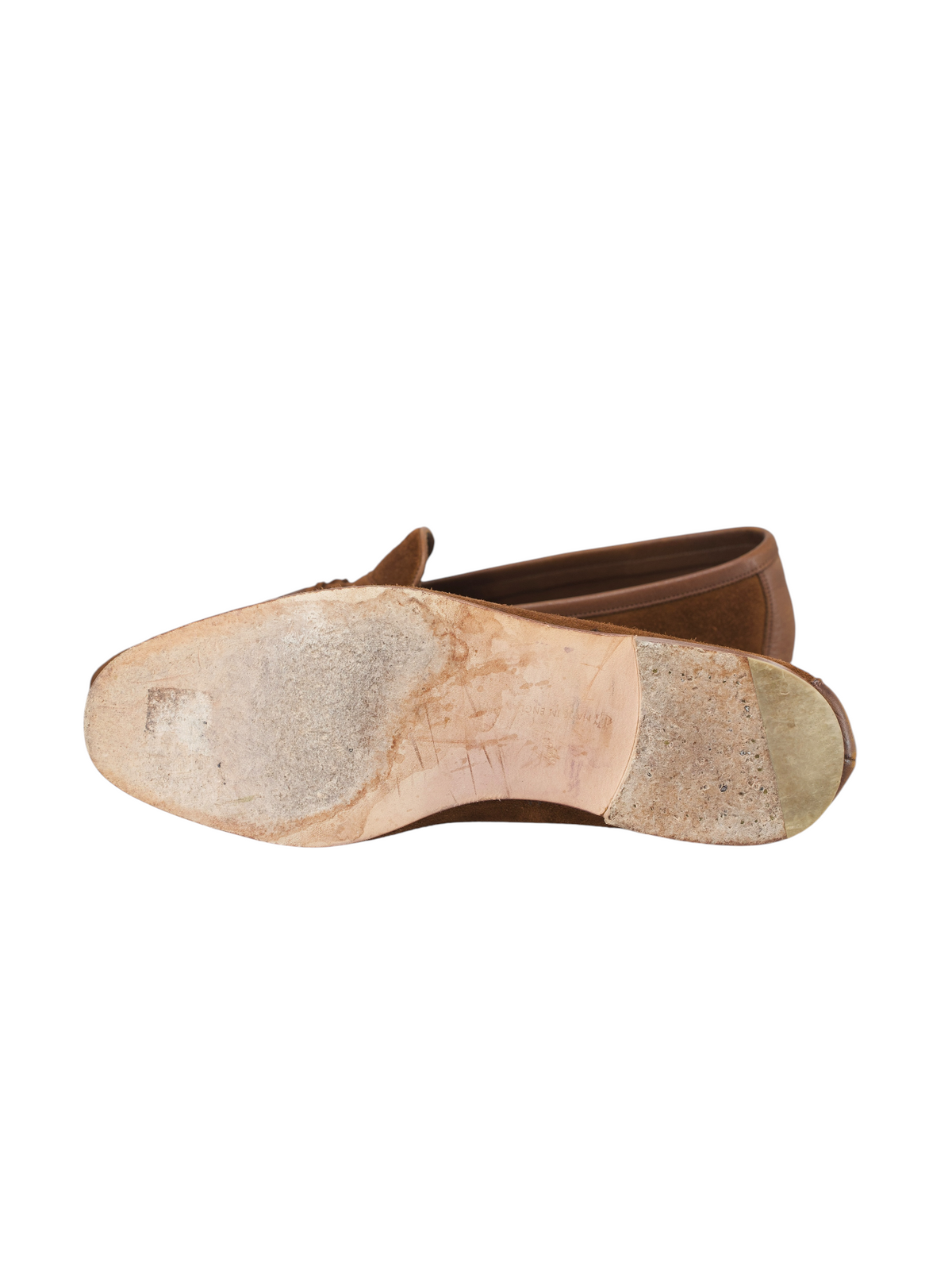 Edward Green Brown Baby-Calf Suede Portland Unlined Tassel Loafer