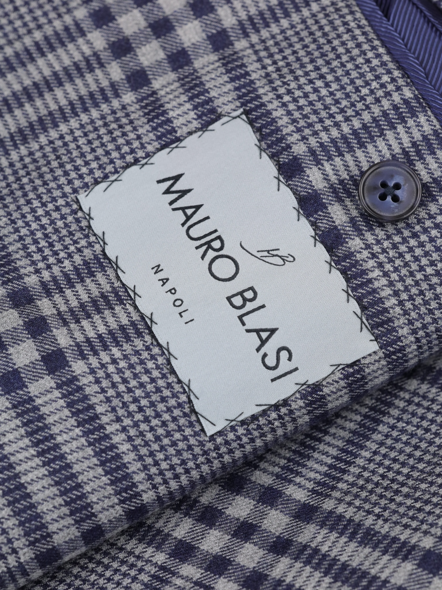 Mauro Blasi Light Grey Cashmere & Stretch Glenplaid Jacket