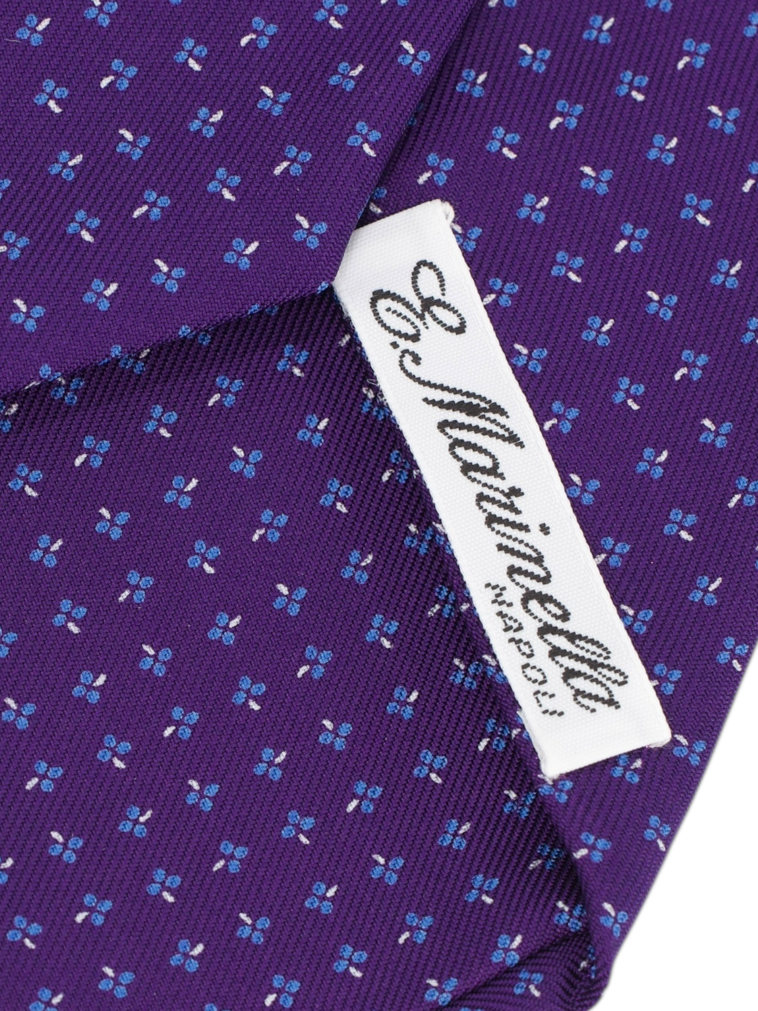 E.Marinella Purple & Light Blue Silk Geometric Tie