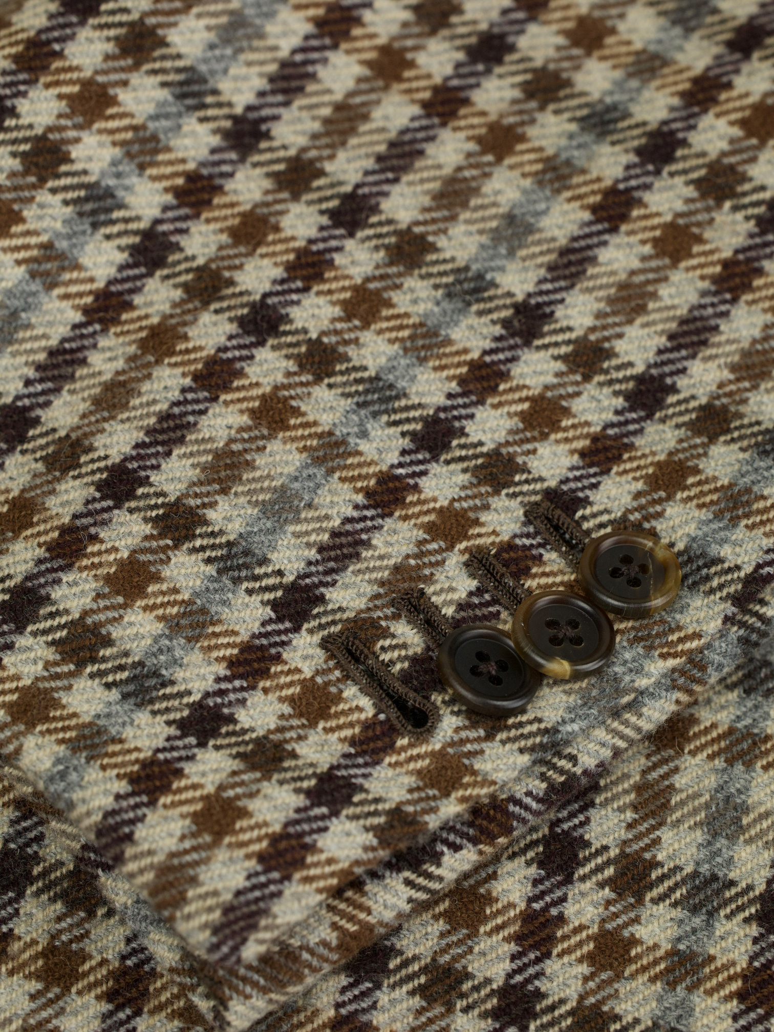 Orazio Luciano Light Brown & Blue Pure Camel Gingham-Check Jacket