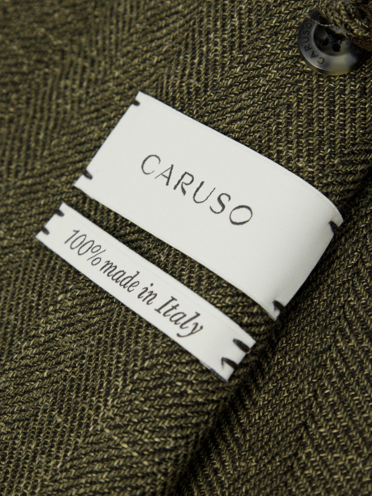 Caruso Olive Green Wool, Silk & Linen Micro-Structure Panarea Jacket