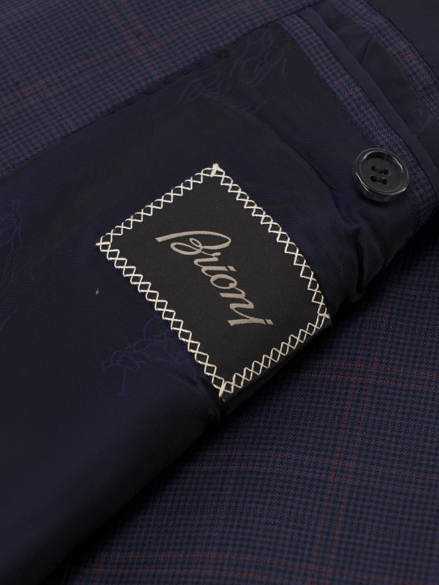 Brioni Navy & Red Wool-Silk Blend Windowpane Colosseo Suit