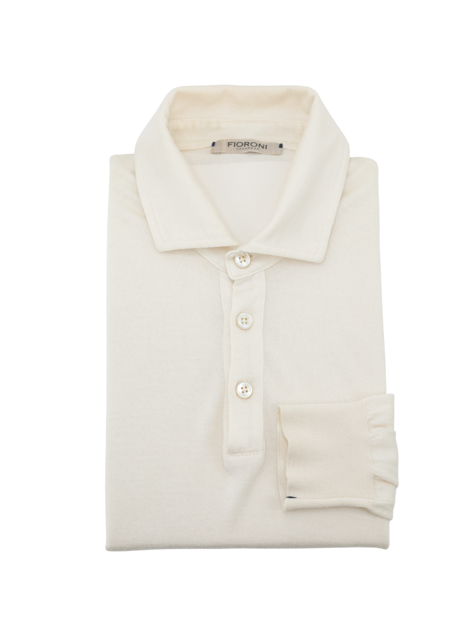 Fioroni Cream Cashmere & Silk Knitted Long-Sleeve Polo Shirt