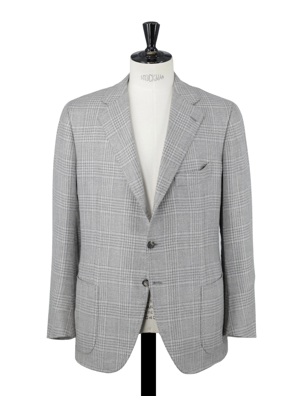Cesare Attolini Taupe & Ice Blue Wool, Silk & Linen Glenplaid Jacket