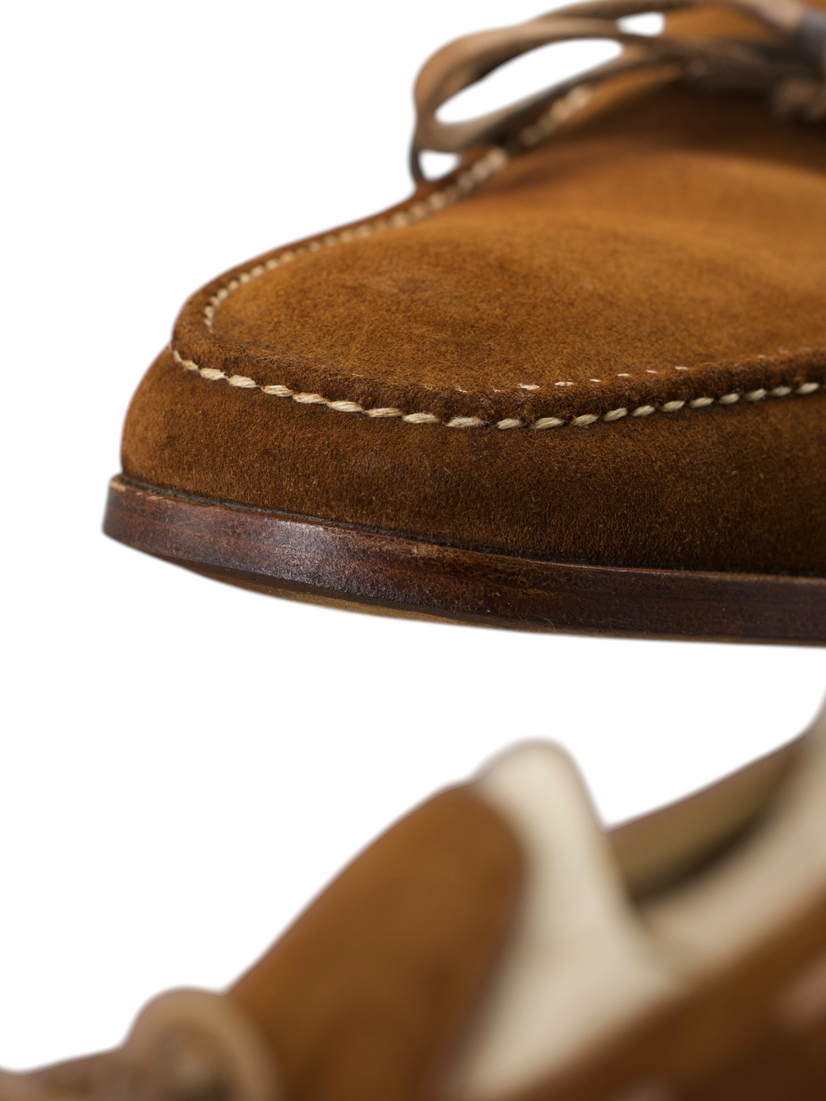Saint Crispin's Tobacco Brown Suede Laced Up Boatshoe-Style Loafer