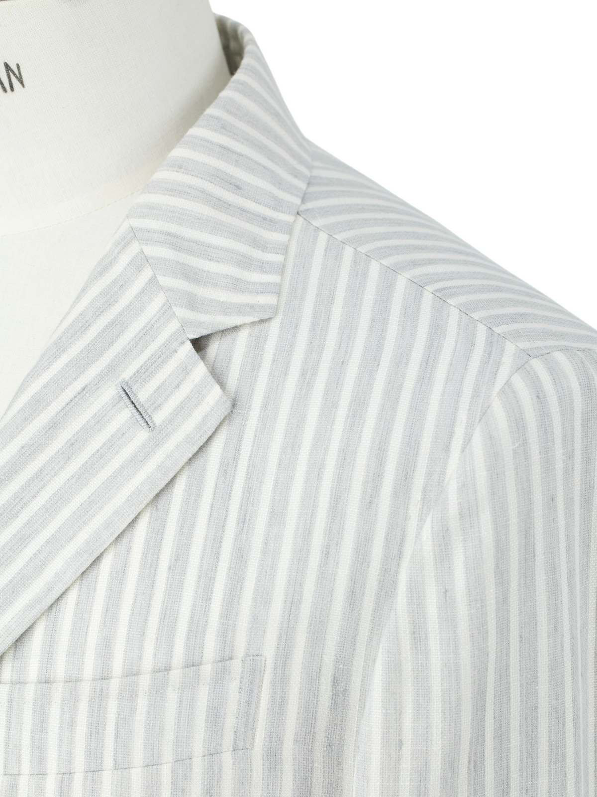 Ermenegildo Zegna Light Grey & White Linen, Cashmere & Silk Striped Riviera Jacket