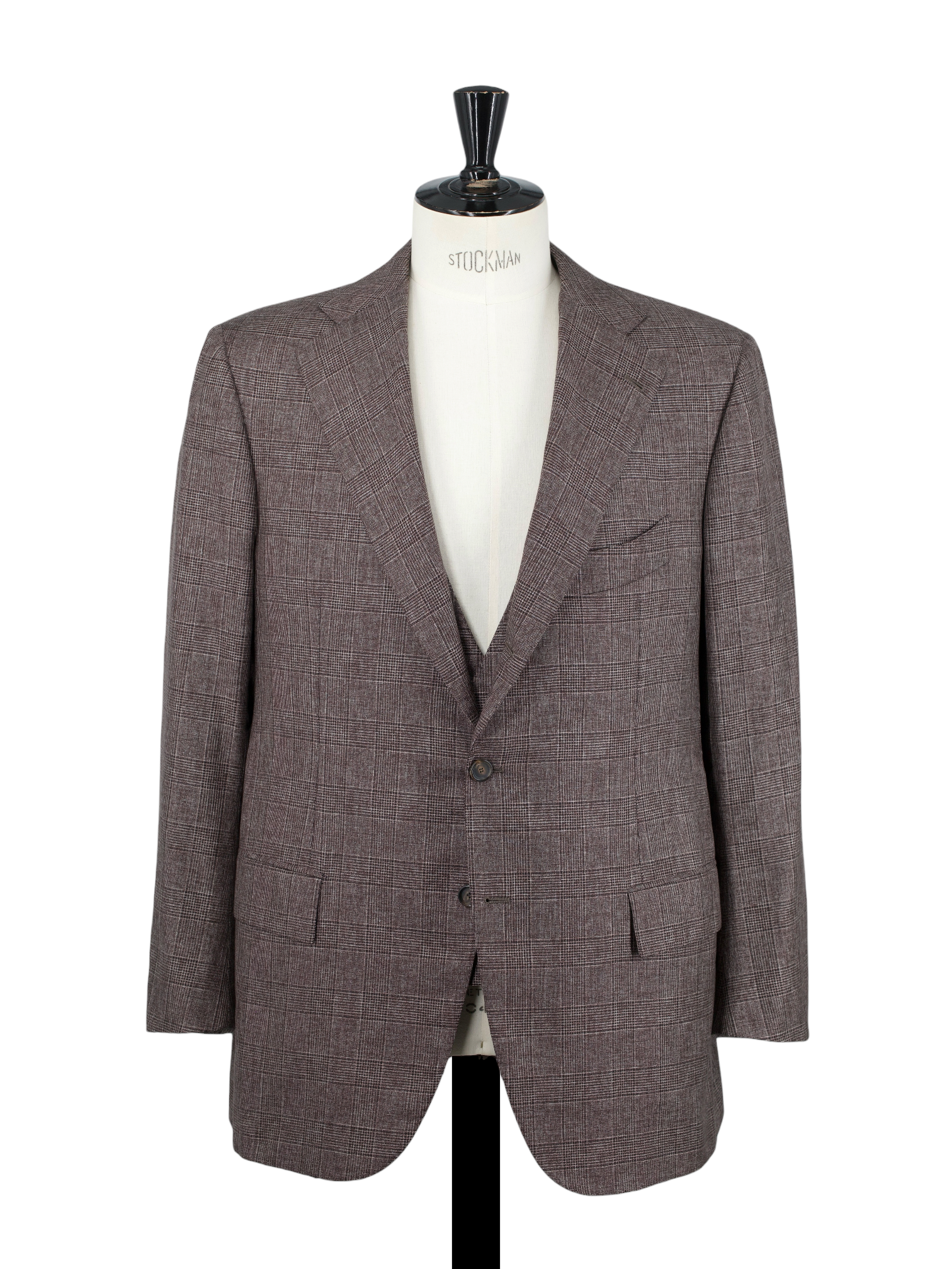 Cesare Attolini Warm Taupe 3-Piece Wool & Silk Glenplaid Suit