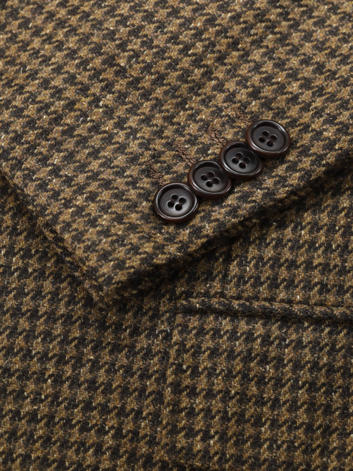 Kiton Brown Vintage Cashmere & Silk Pied de Poule Jacket