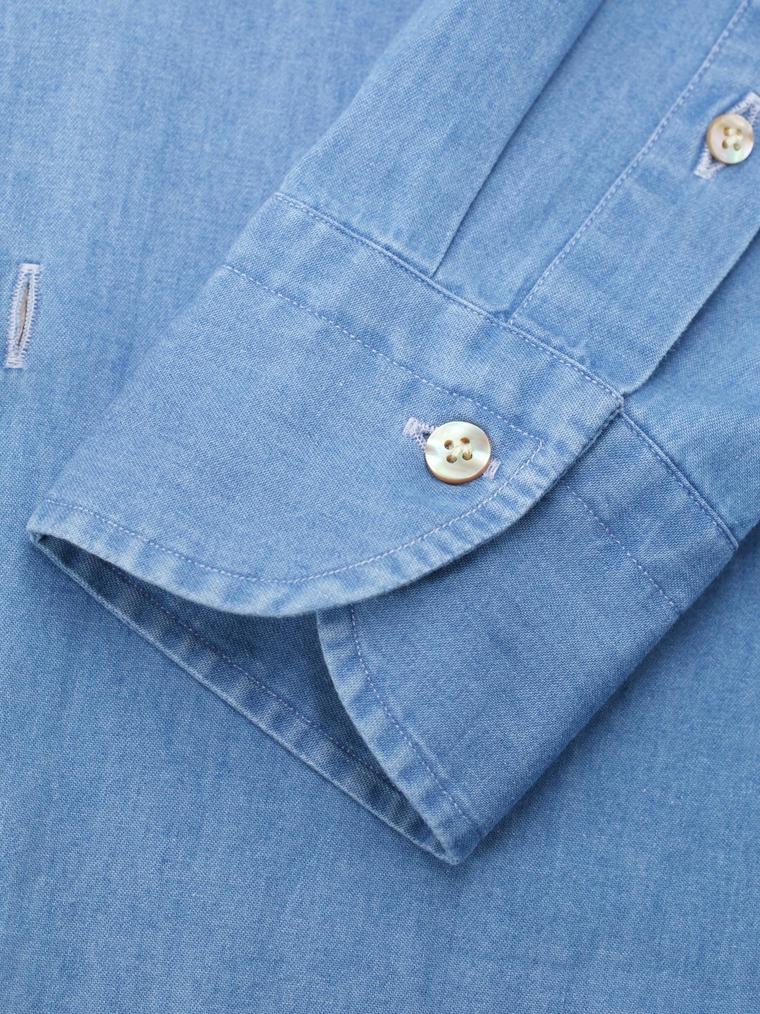 Borriello Napoli Light Blue Indigo-Cotton "Marechiaro" Spread-Collar Shirt