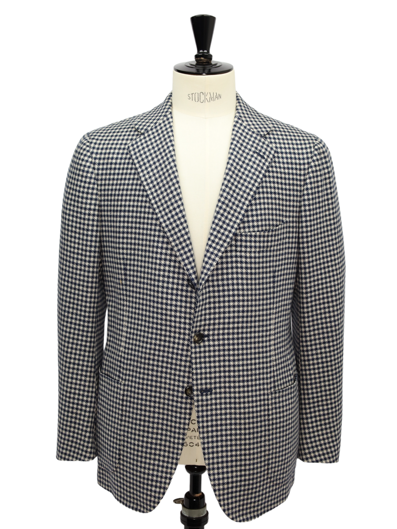 Cesare Attolini Light Brown and Navy Houndstooth Cashmere Jacket