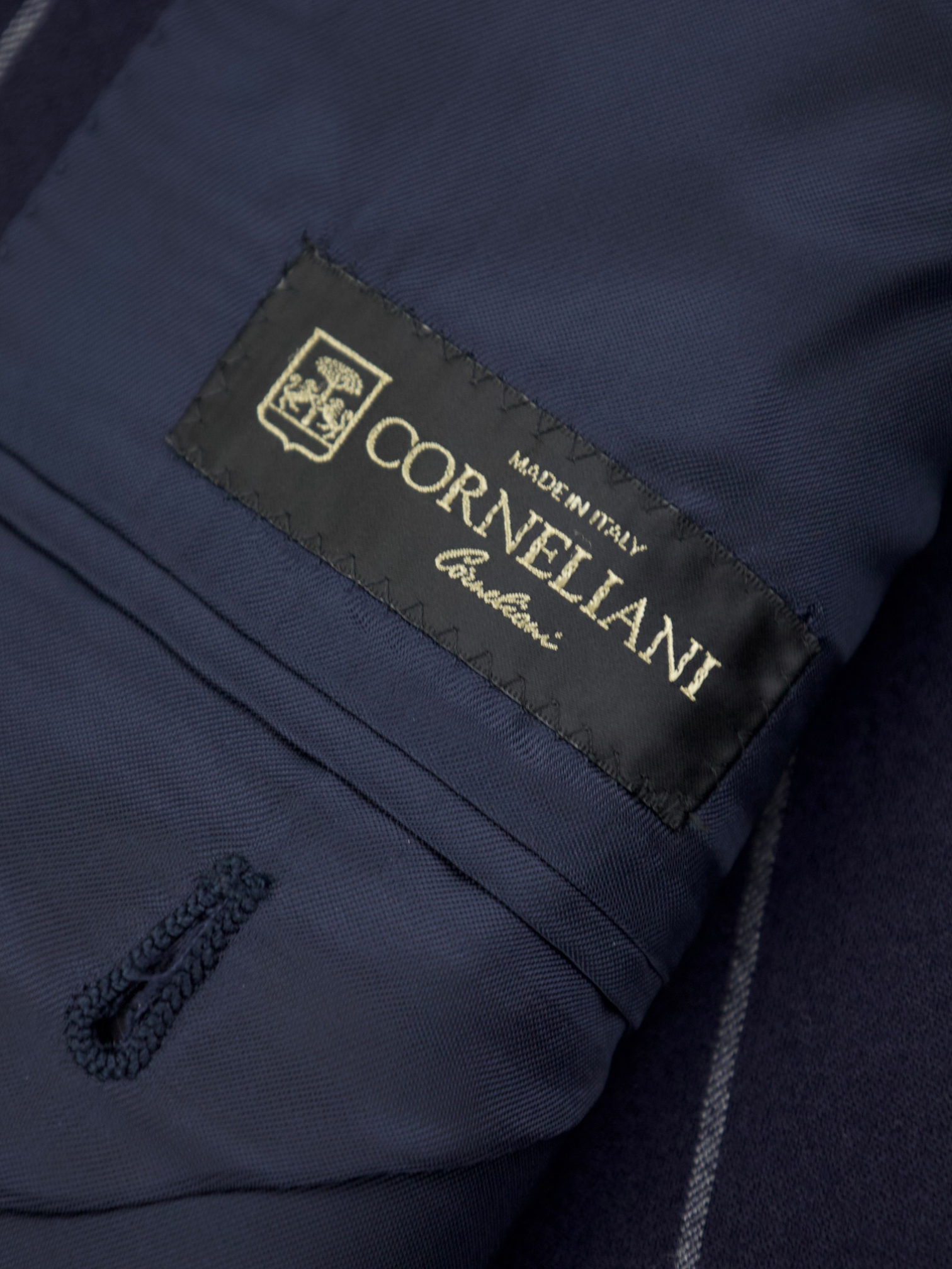 Corneliani Navy Super 120's Wool Flannel Chalkstripe Suit