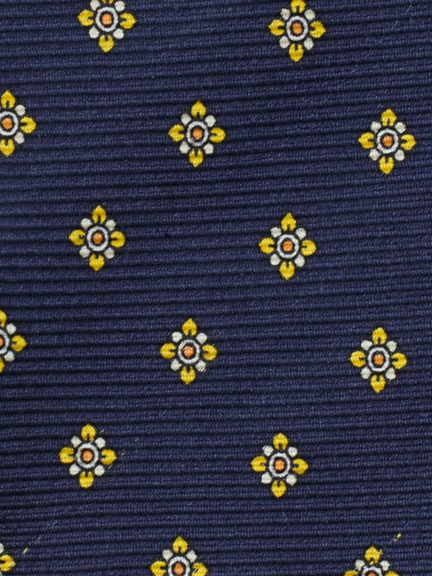 Kiton 5-Fold Navy & Yellow Silk Geometric-Pattern Self-Tipped Tie