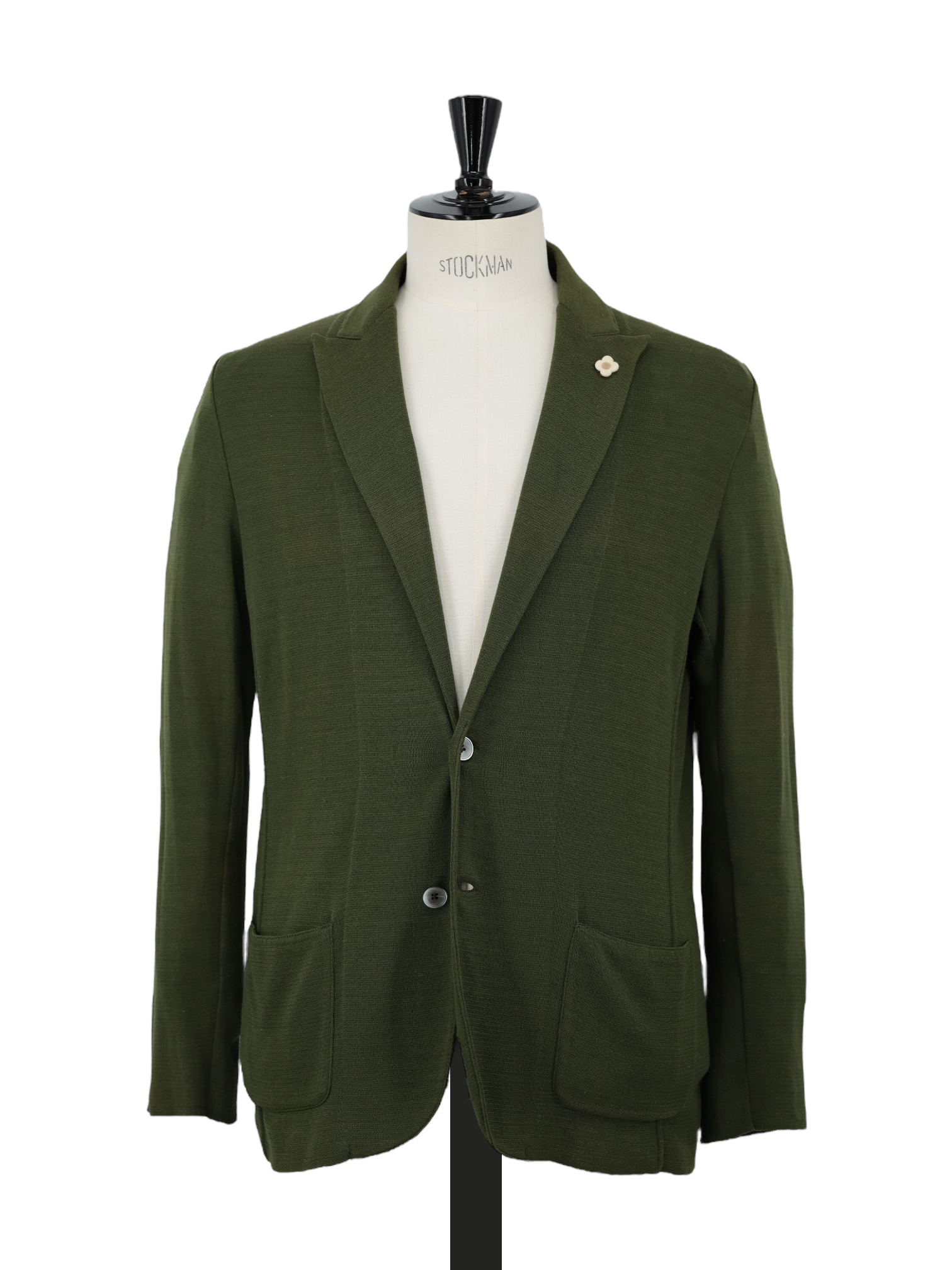 Lardini Dark Olive Cotton Jersey-Knitted Sweater Jacket