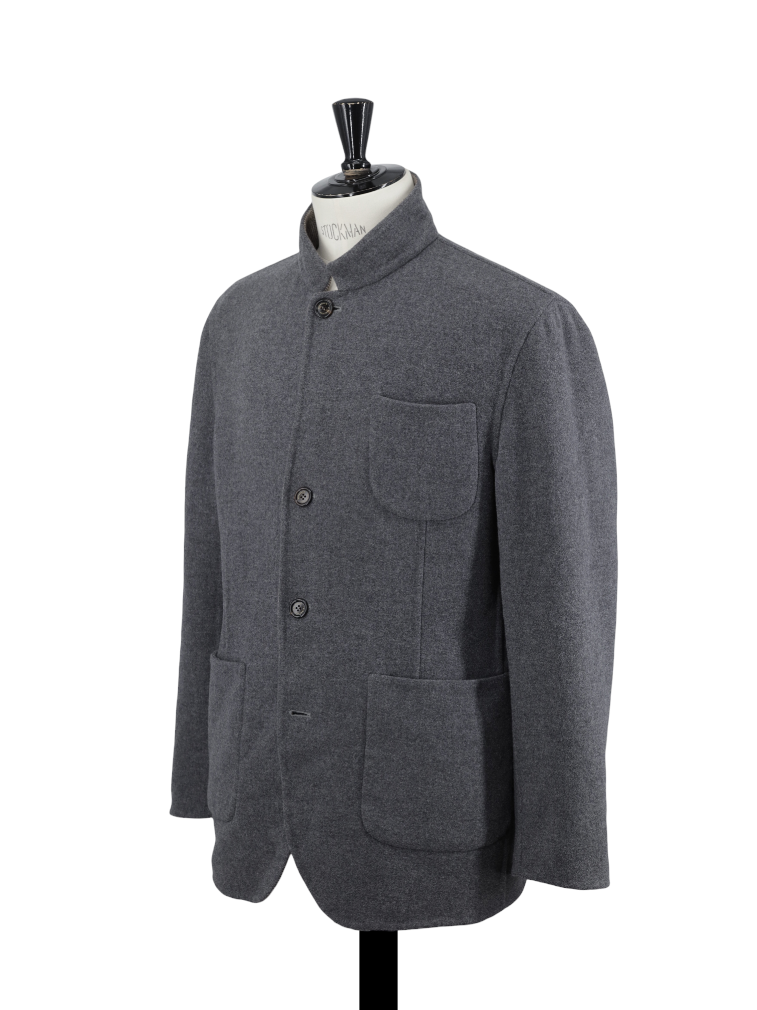Brunello Cucinelli Grey Wool & Cashmere Tubular-Collar Jacket
