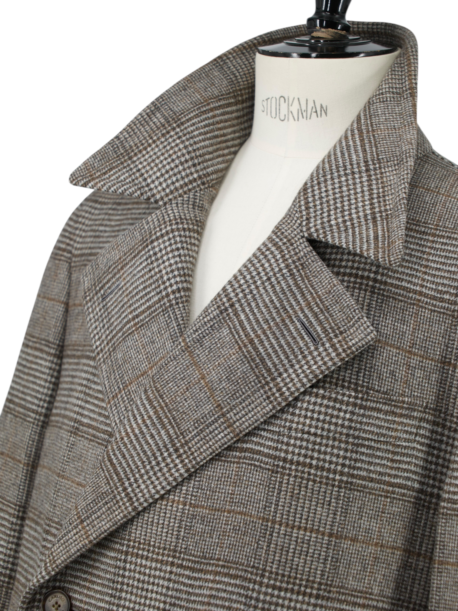 Caruso Light Brown Superfine "Zelander" Wool Prince of Wales Ulster Coat