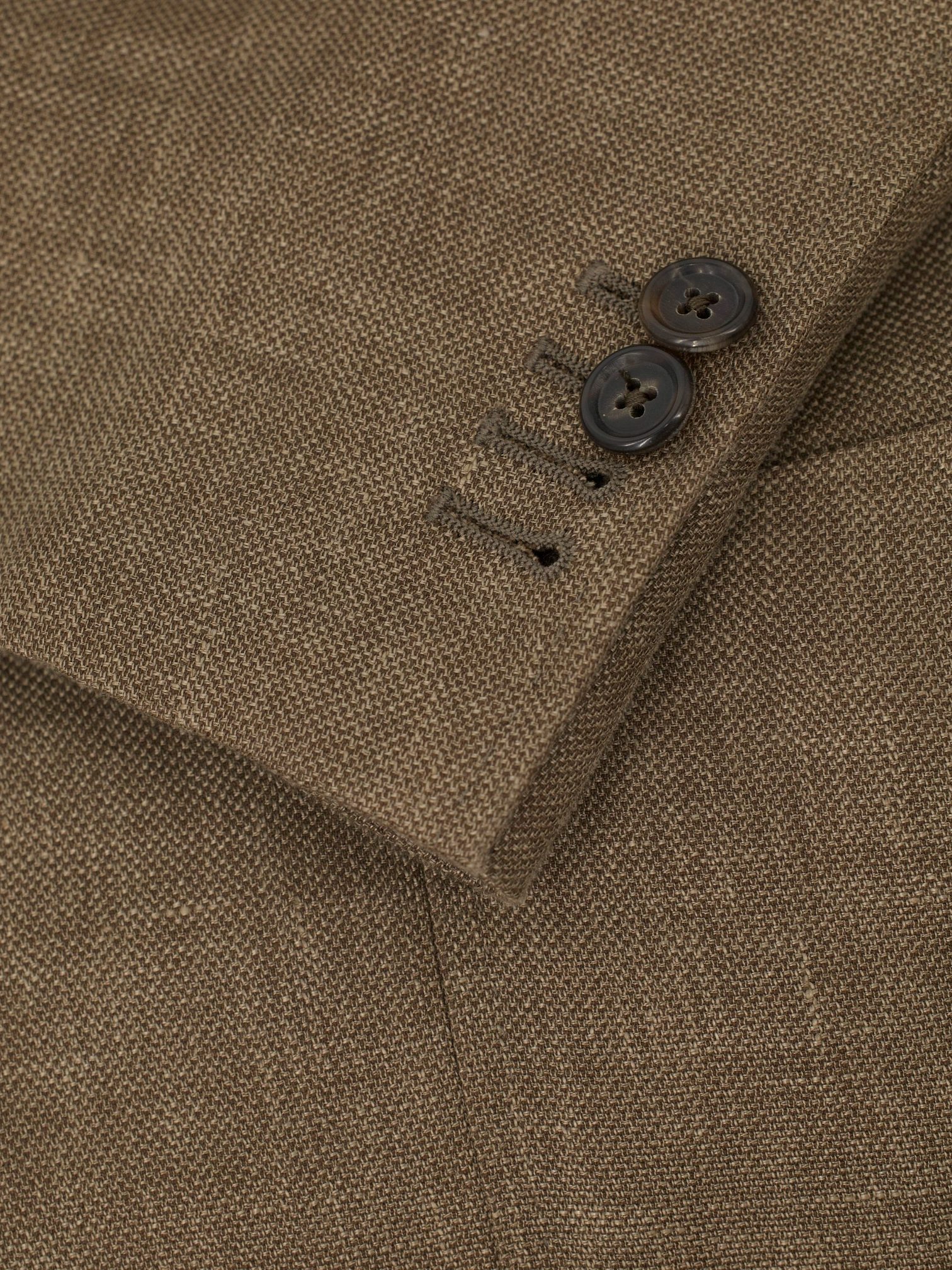 Caruso Light Brown Wool, Silk & Linen Plain-Weave Jacket