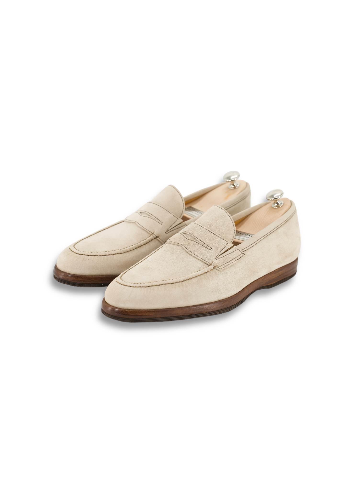 Bontoni Greige Principe Suede Lighweight Penny Loafer