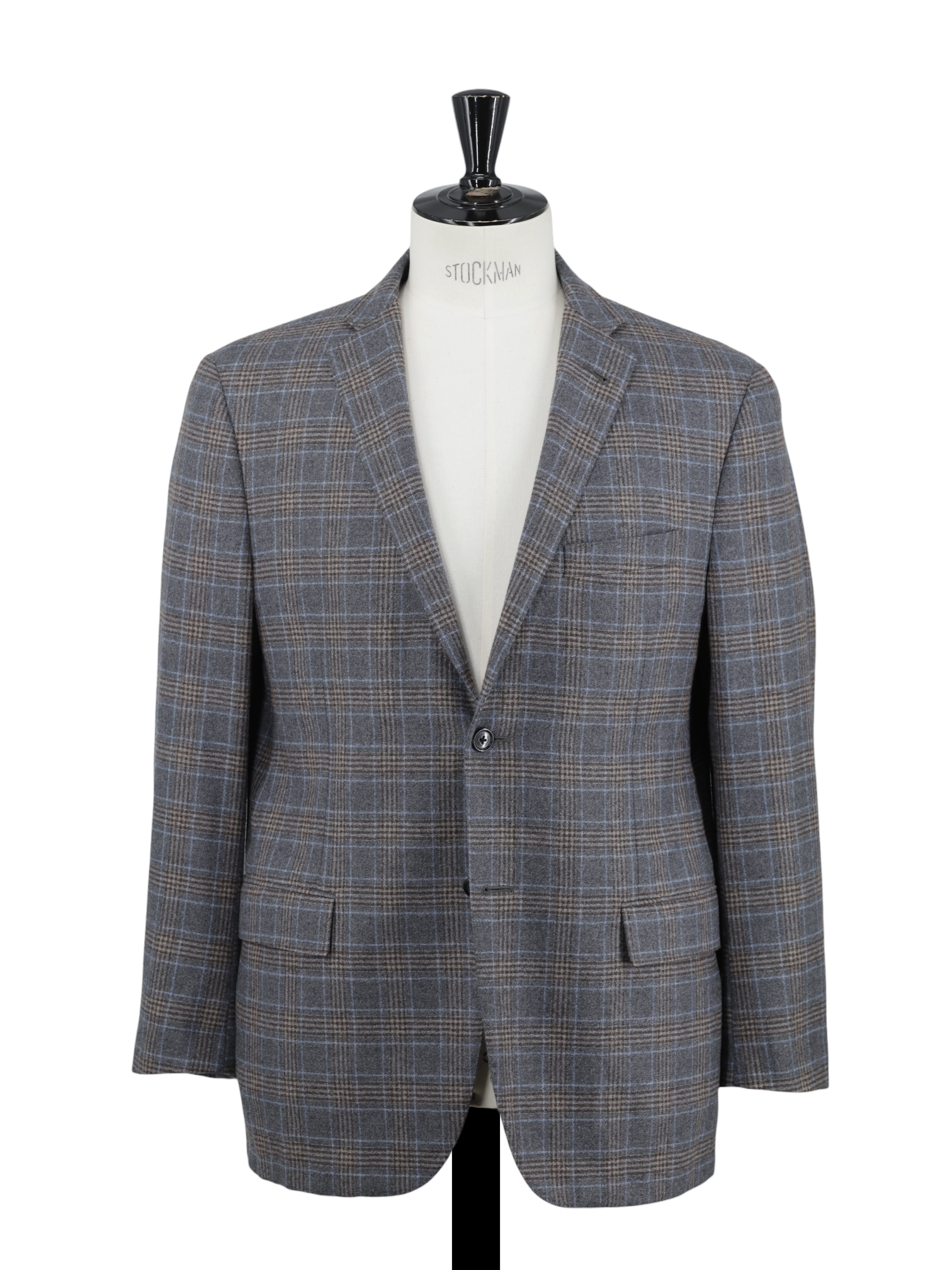 Corneliani Brown & Light Blue Wool-Flannel Overcheck Jacket