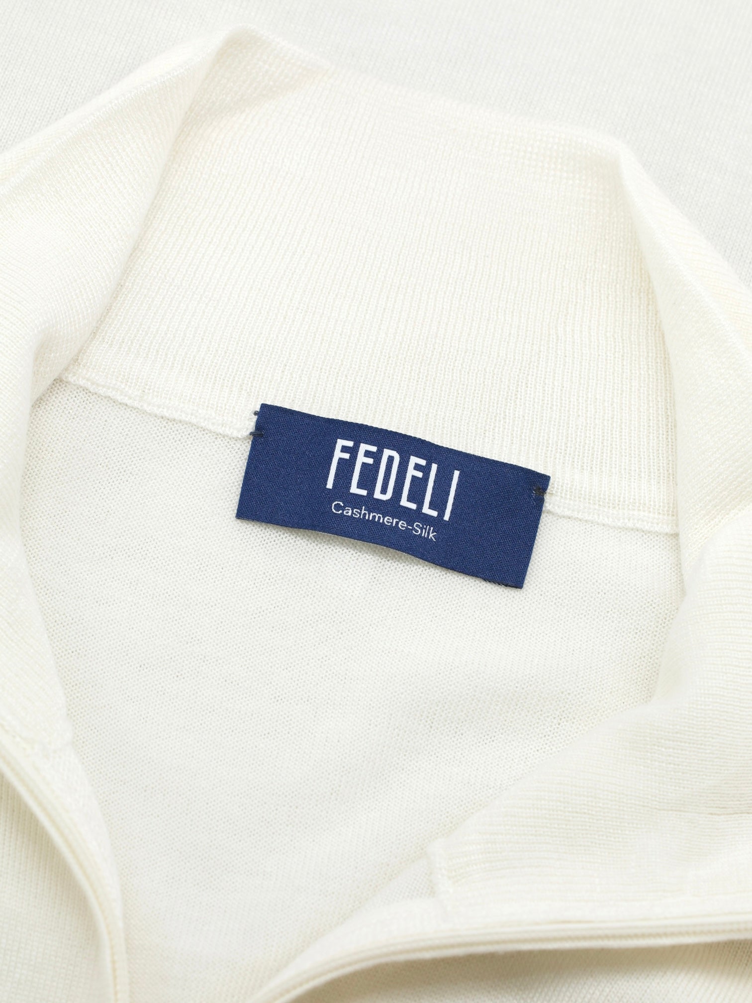 Fedeli White Cashmere & Silk Quarter-Zip Sweater