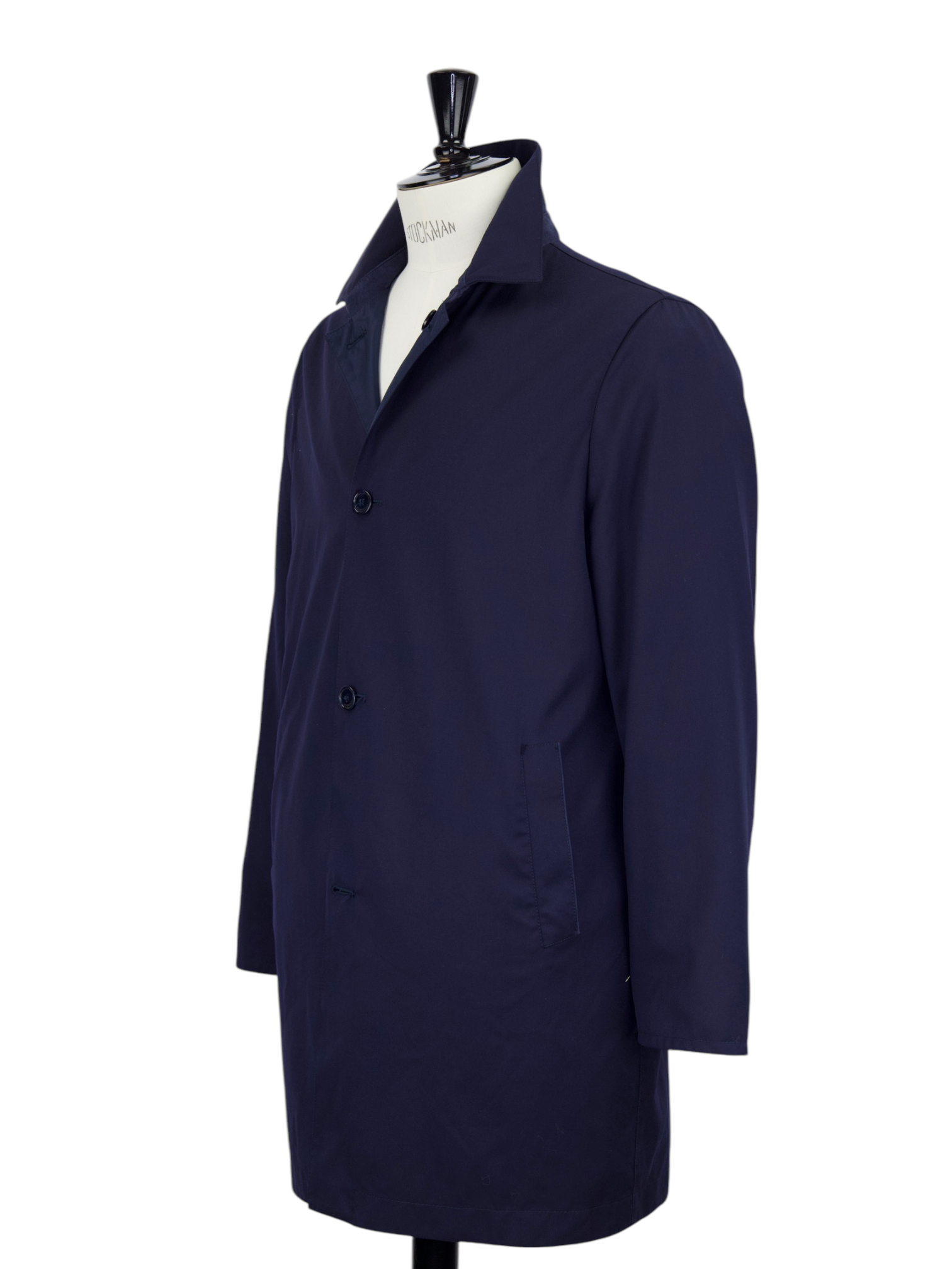 Mandelli Navy Reversible Extrafine Wool Car-Coat