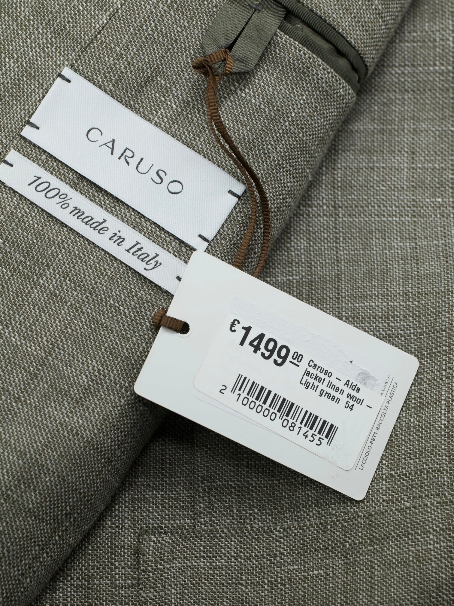 Caruso Light Sage Green Linen & Wool Plain-Weave Aida Jacket