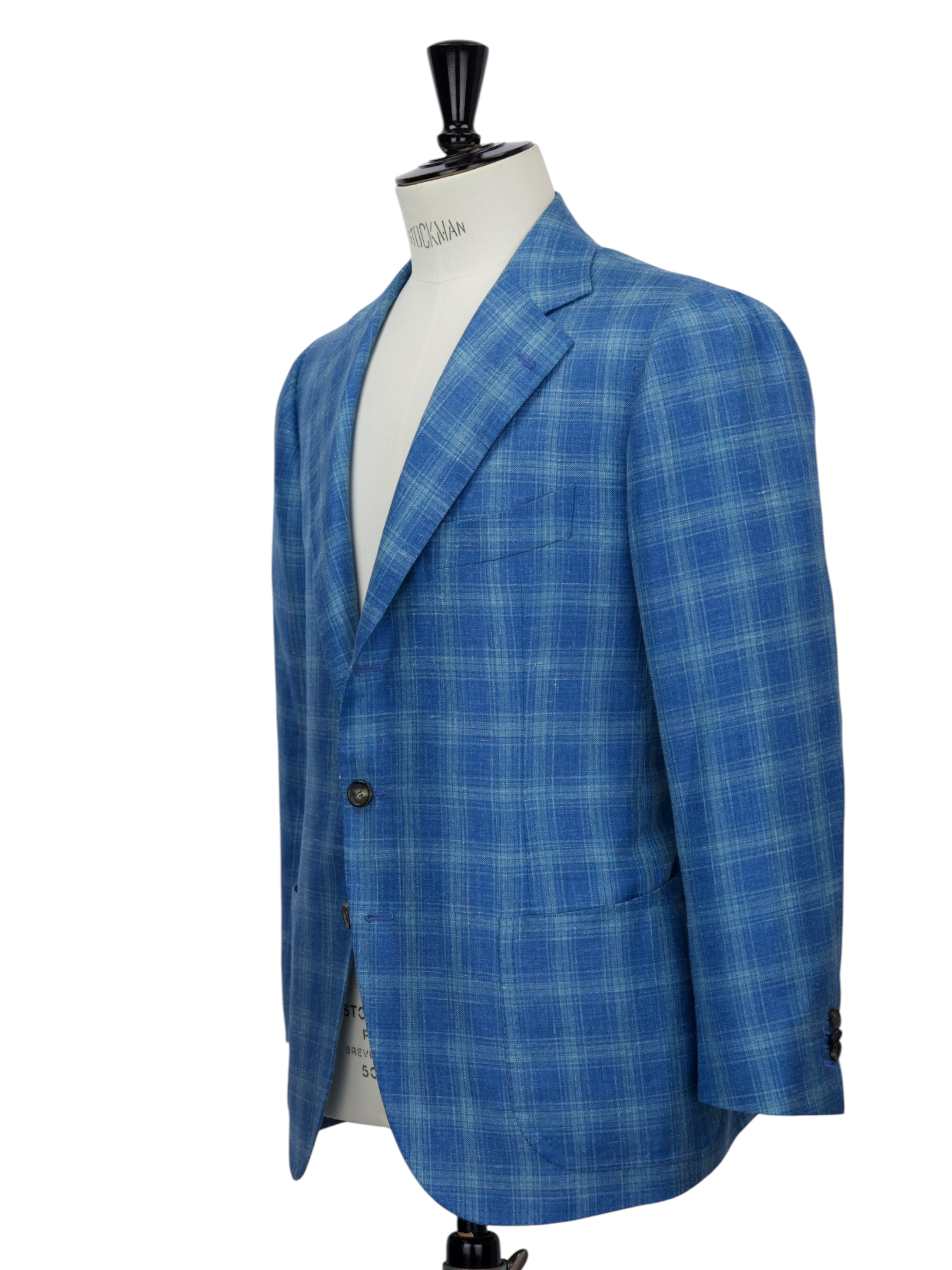 Cesare Attolini Sky Blue Cashmere, Silk & Linen Glenplaid Jacket