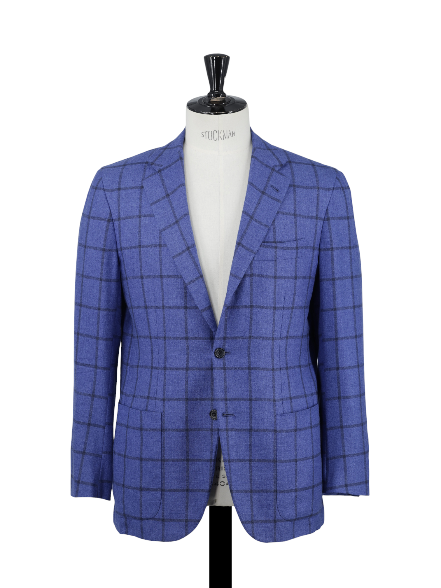 Kiton Azure Blue Silk & Cashmere Windowpane Jacket