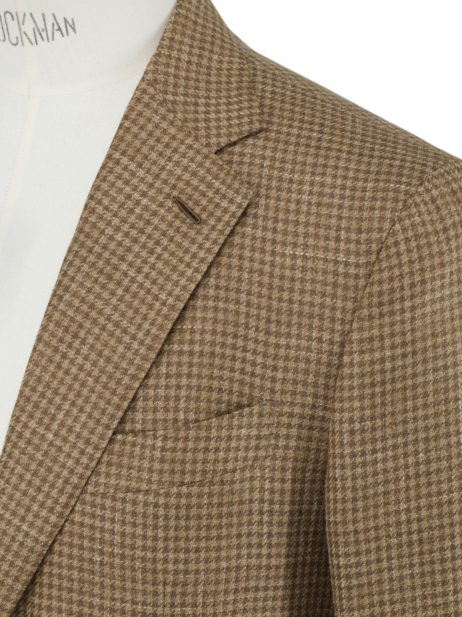 Caruso Caramel Brown Wool, Silk & Linen Pied de Poule Jacket