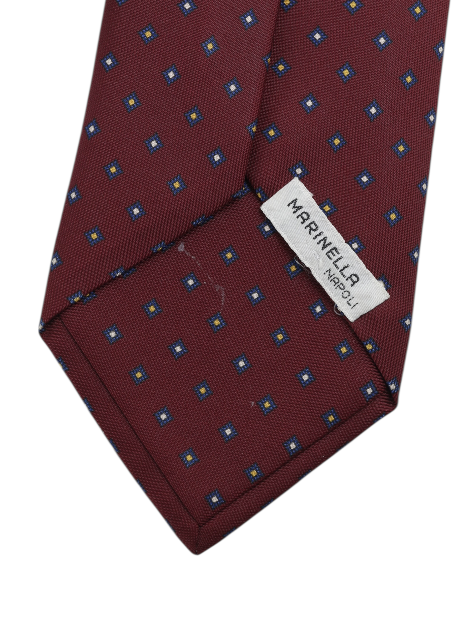 E.Marinella Dark Red & Blue Silk Diamond Pattern Tie