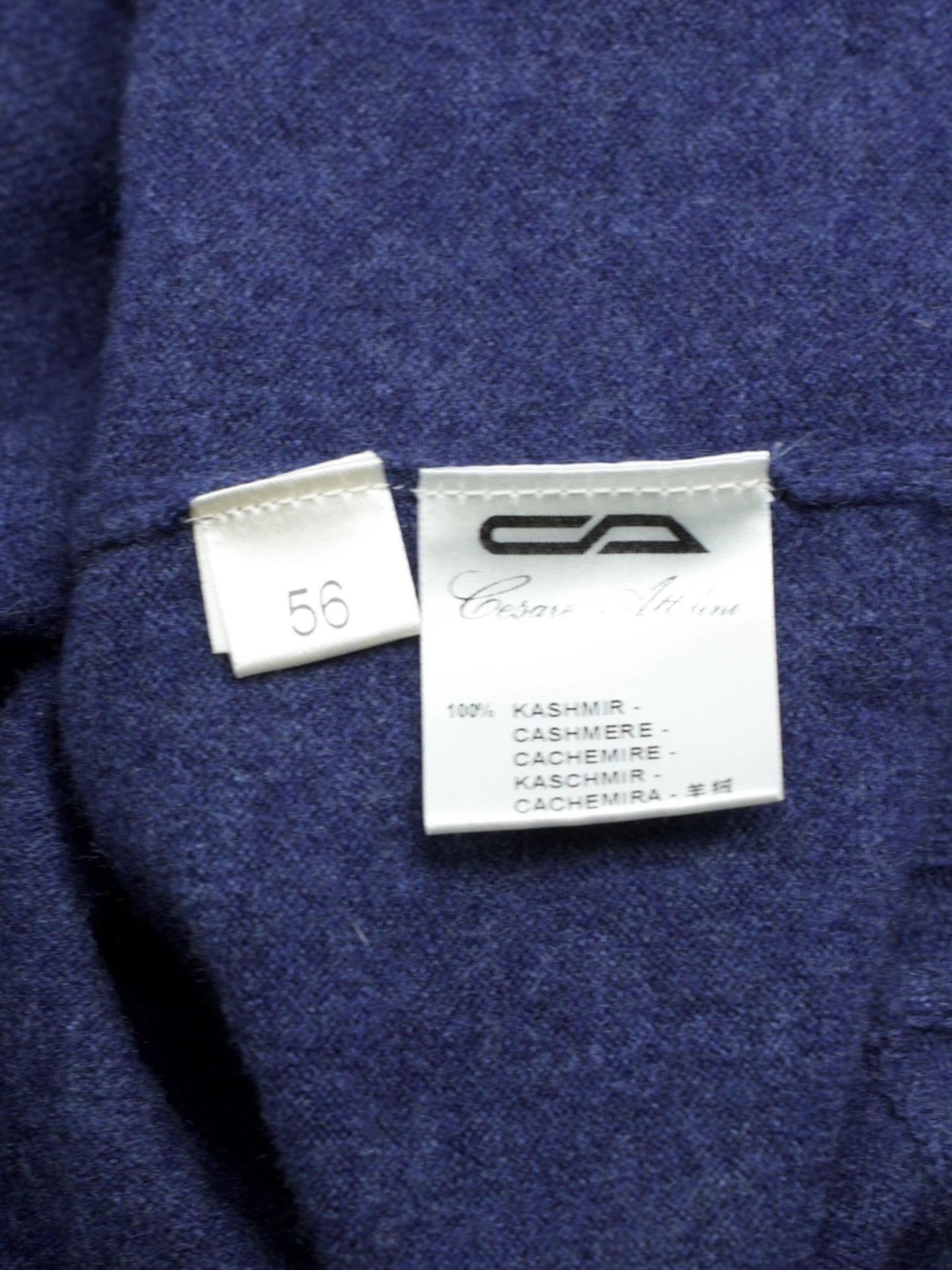 Cesare Attolini Steel Blue Duvet-Cashmere Half-Zip Sweater
