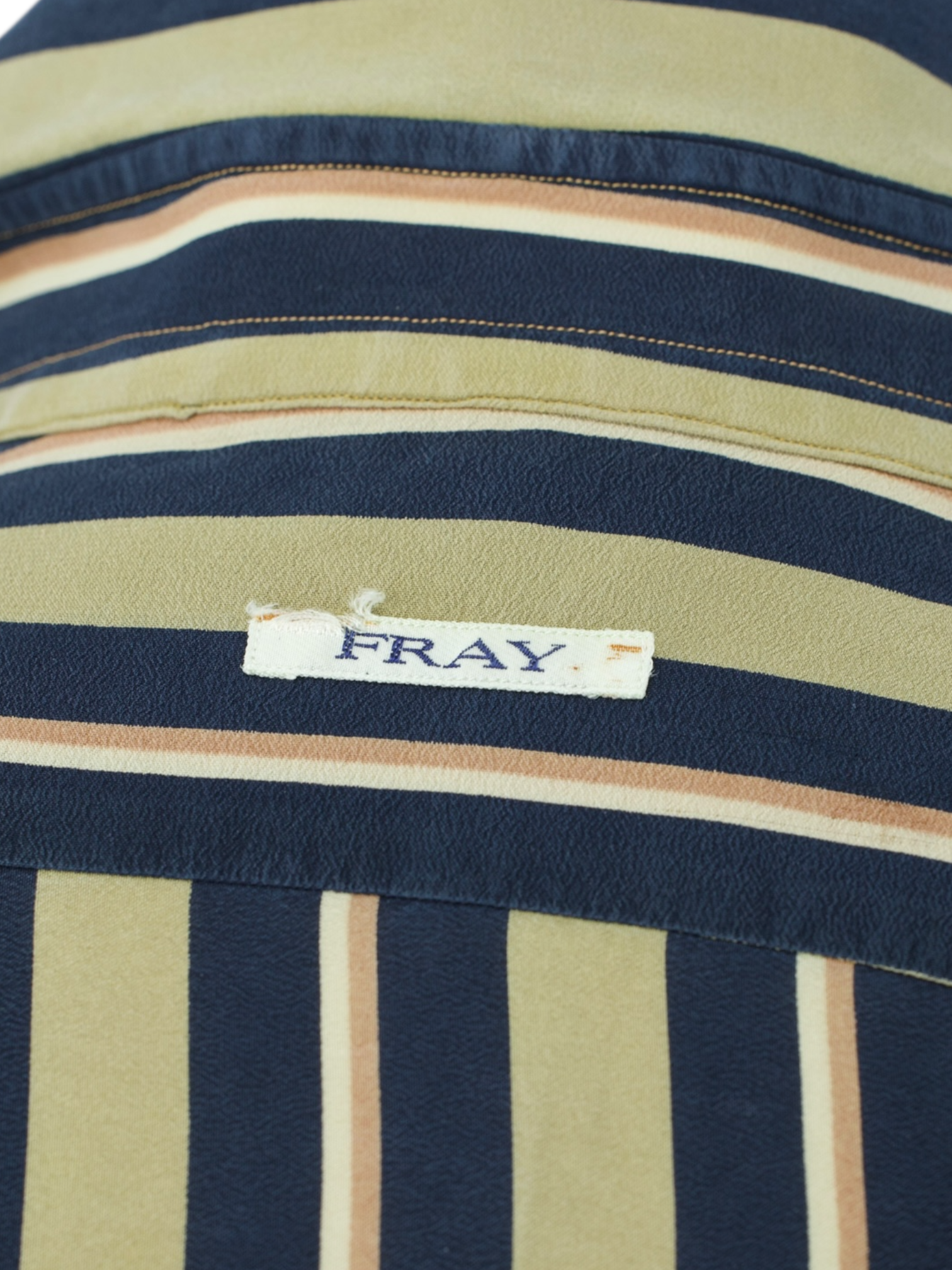 Fray Gold & Navy Raw-Silk Multi-Stripes "Sopranos" Shirt