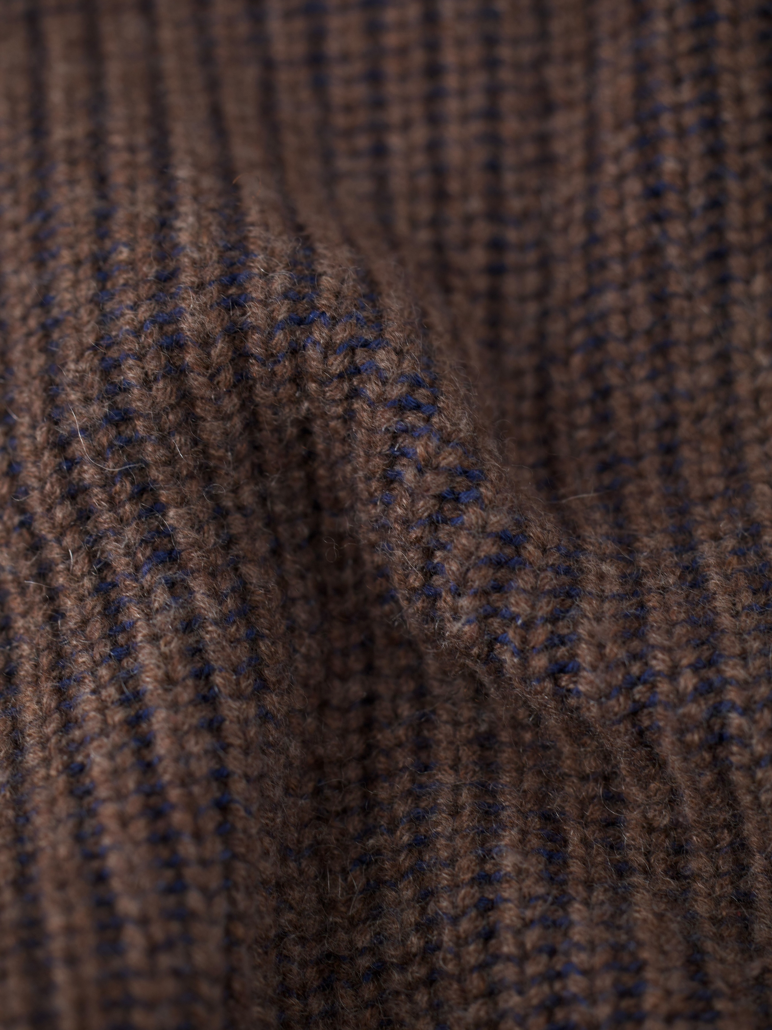 Sease Dark Brown & Blue Cashmere & Cotton Rib-Knit Reversible Sweater