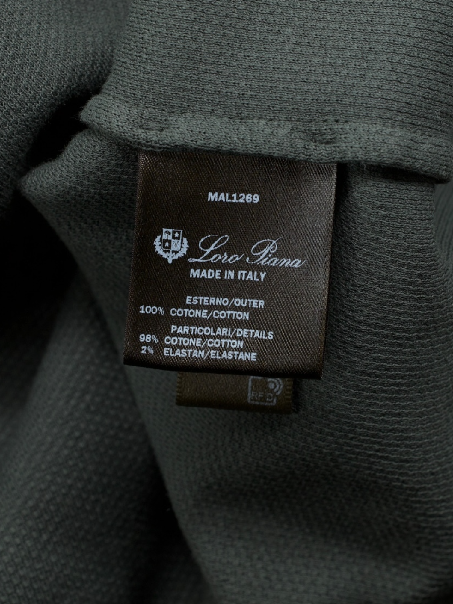 Loro Piana Olive Green Cotton Piqué Long-Sleeve Pop-Over Shirt