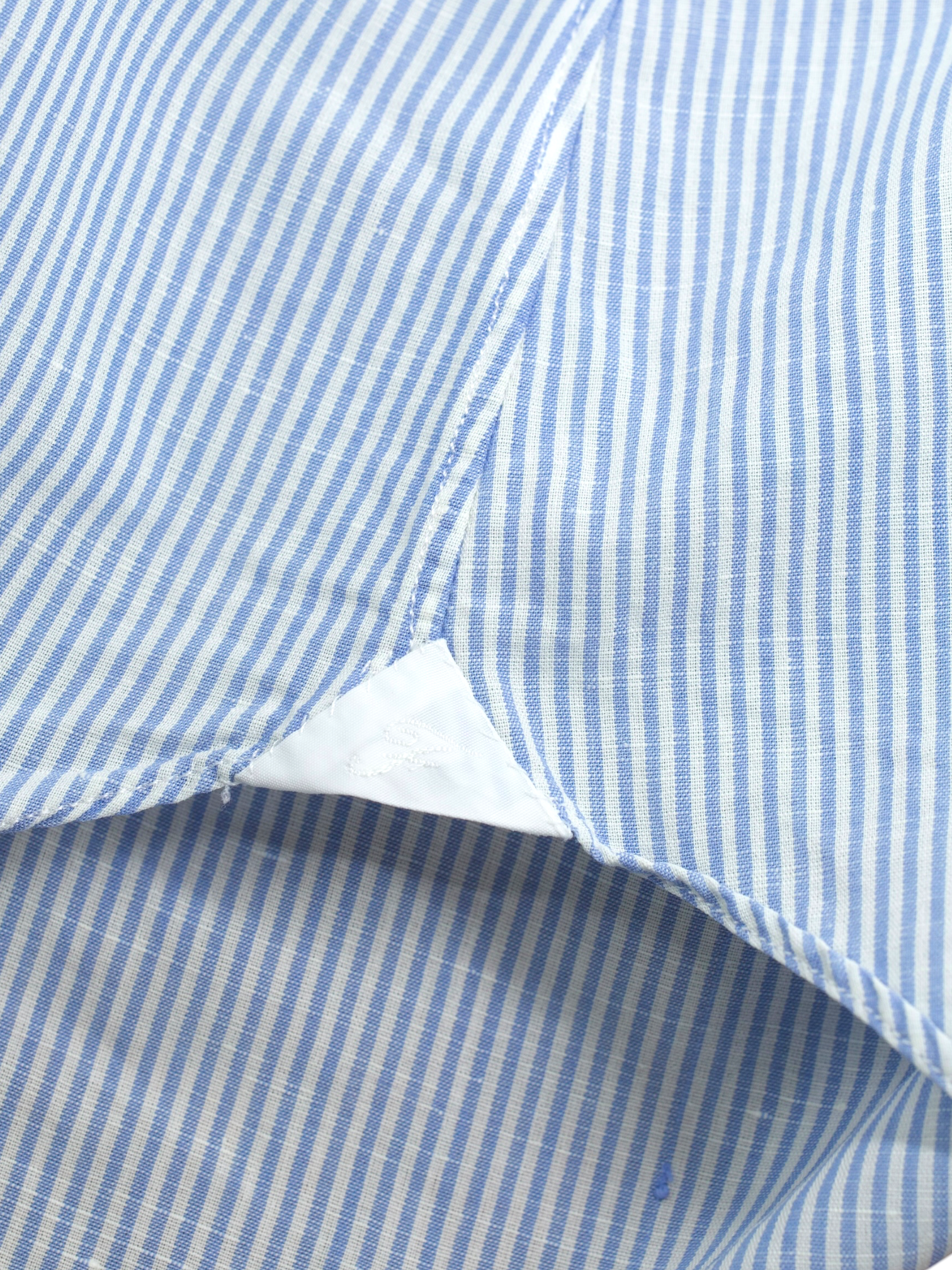 Finamore Light Blue & White Pure Linen Pinstripe Shirt