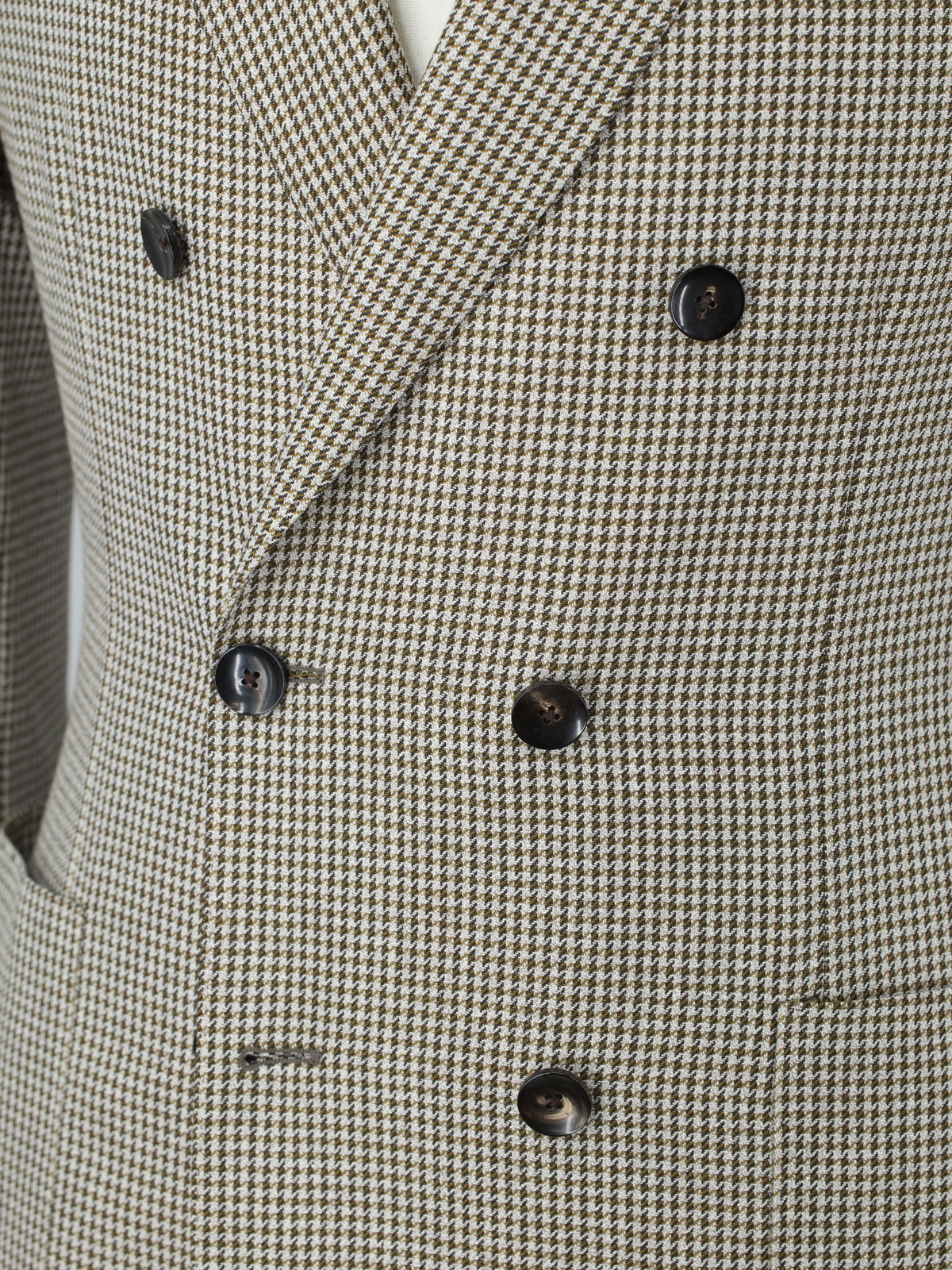 Lardini Light Brown Double-Breasted Wool & Silk Pied de Poule Jacket