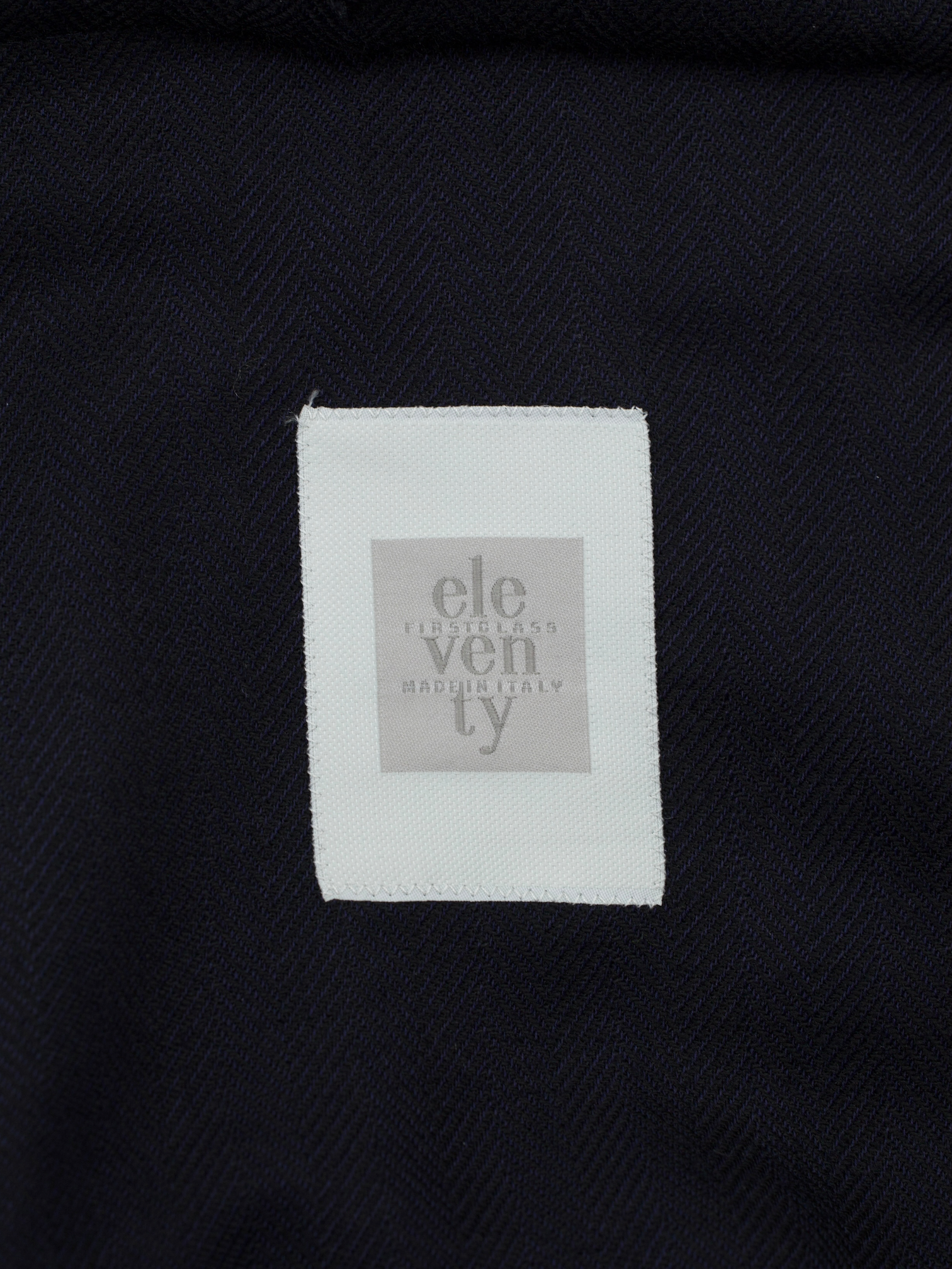 Eleventy Navy Wool-Stretch Removable-Front Herringbone Vespa Jacket