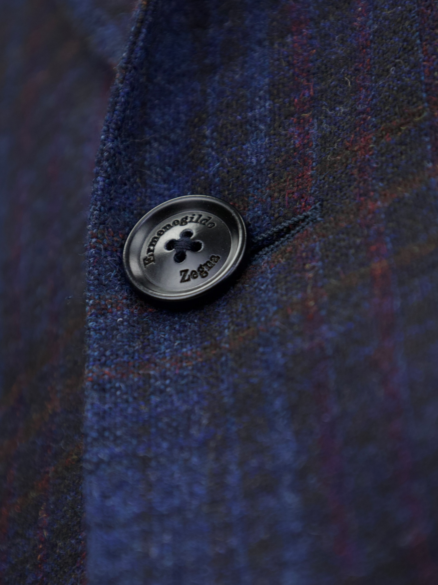 Ermenegildo Zegna Dark Blue & Purple Wool, Alpaca & Cashmere "Trofeo Tweed" Jacket