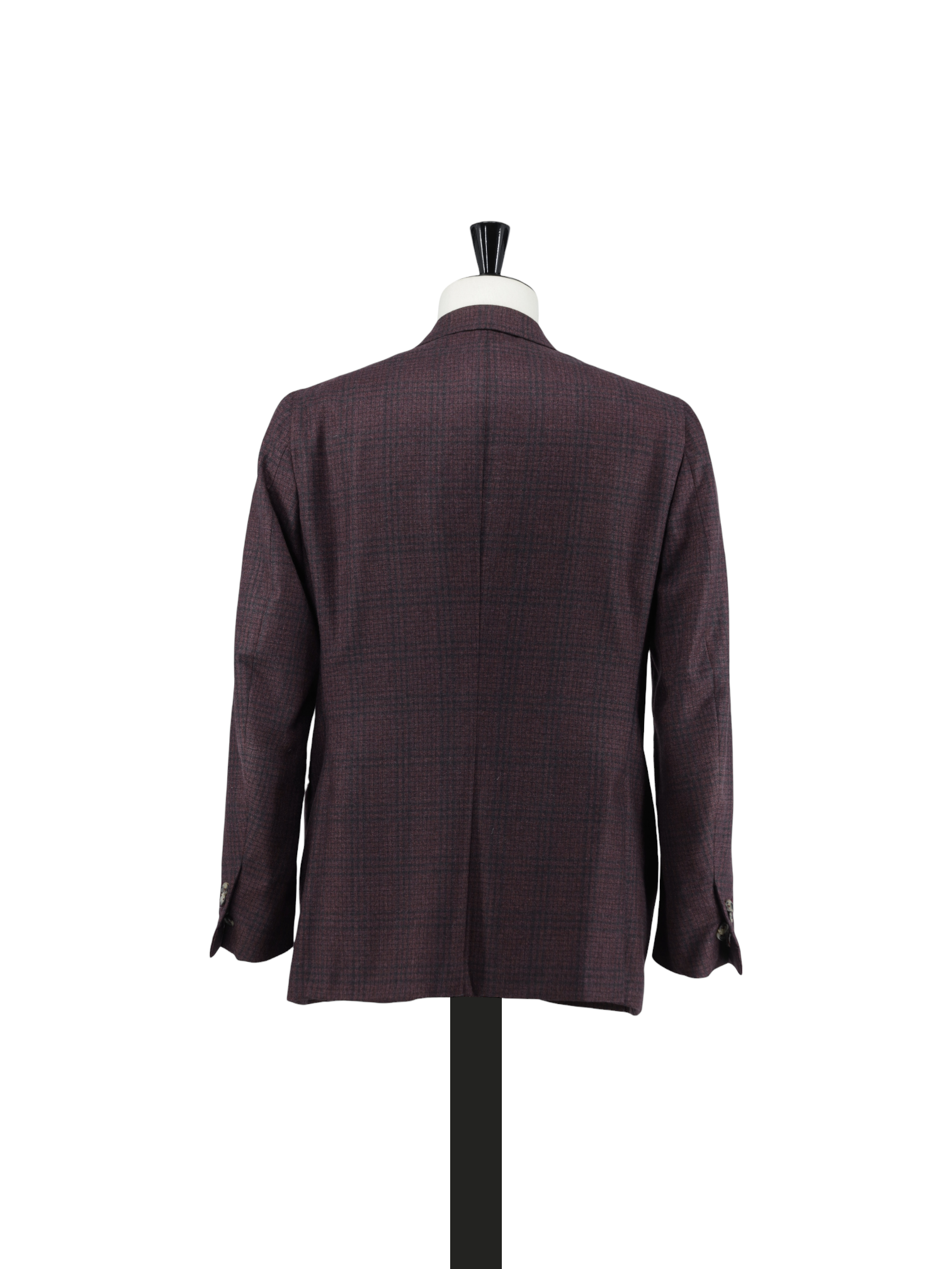 Isaia Burgundy & Navy Brushed-Wool Checkered Jacket