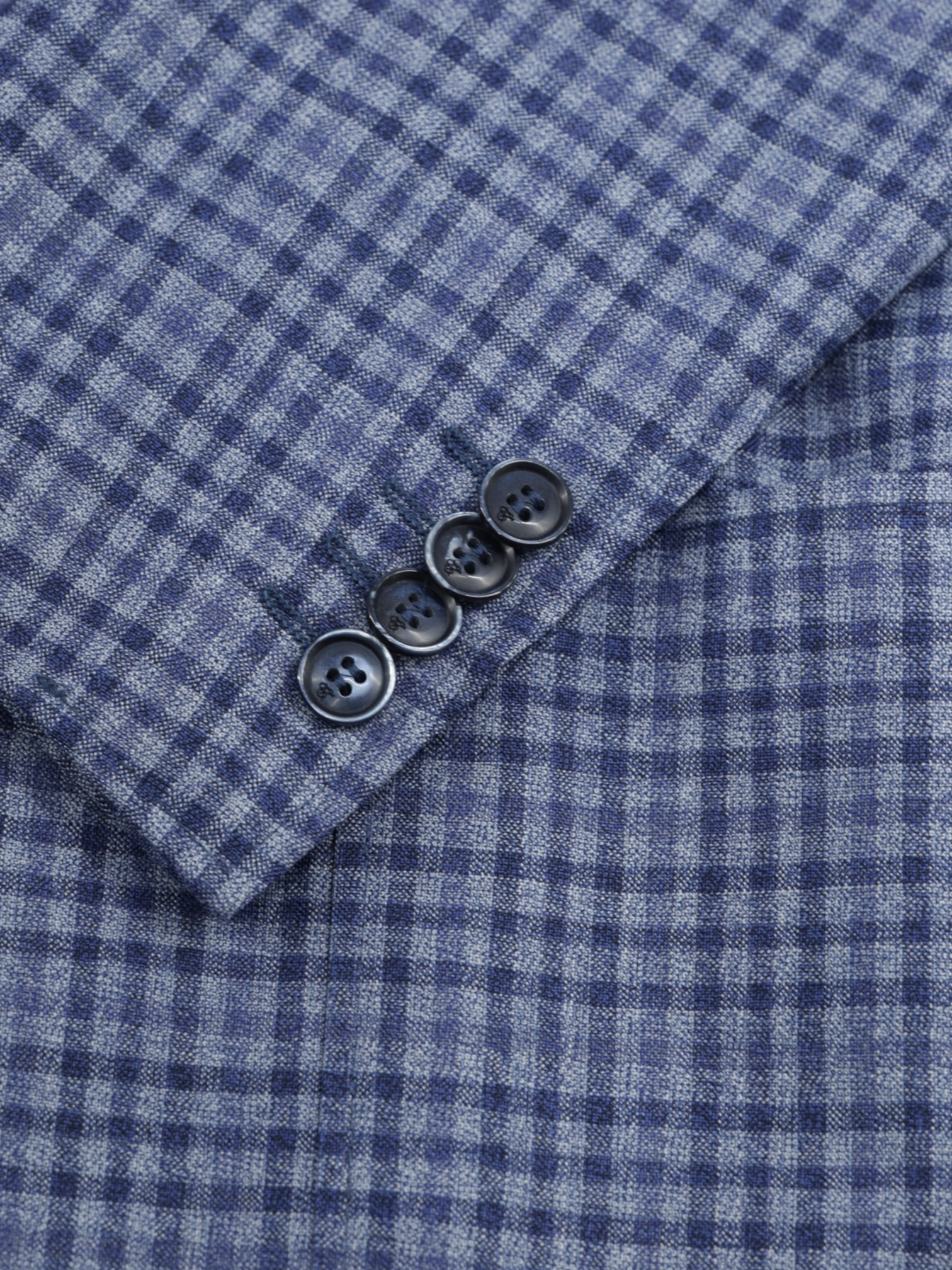 Canali Blue & Grey Lightweight-Wool Gingham-Check Jacket