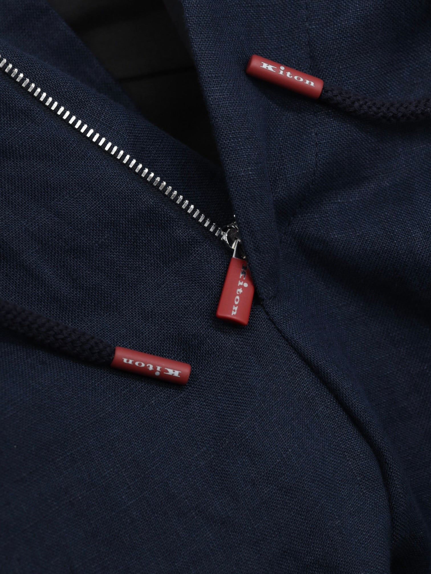 Kiton Navy Linen Drawstring Summer Trousers