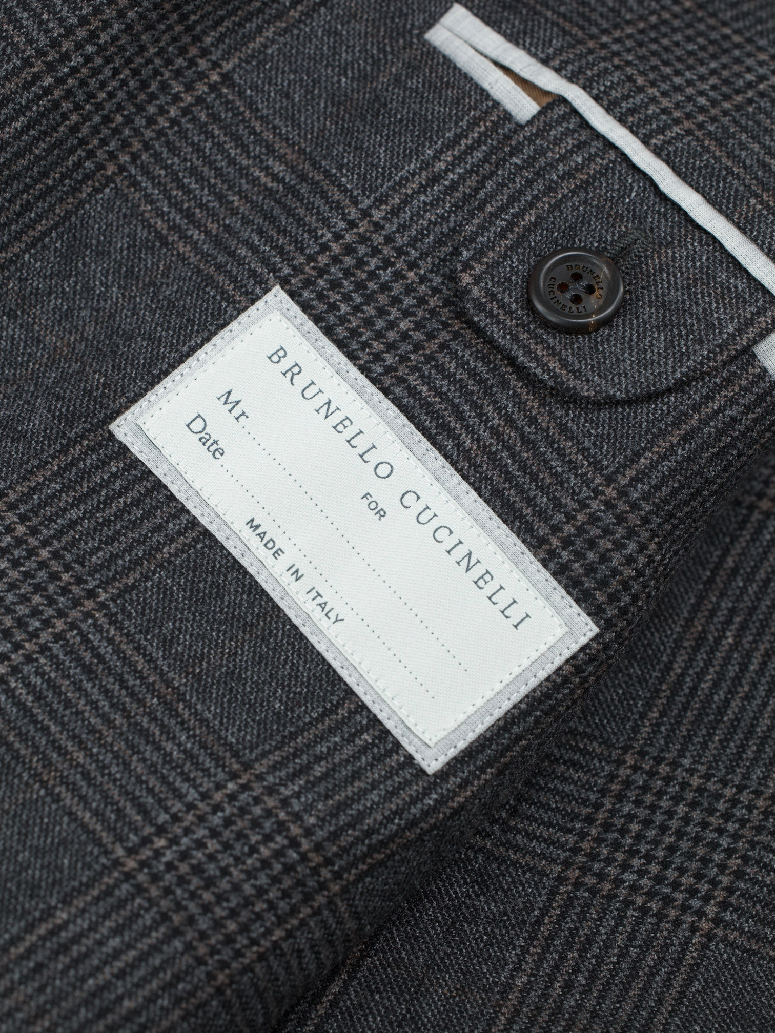 Brunello Cucinelli Grey & Brown Cashmere & Silk Checkered Jacket