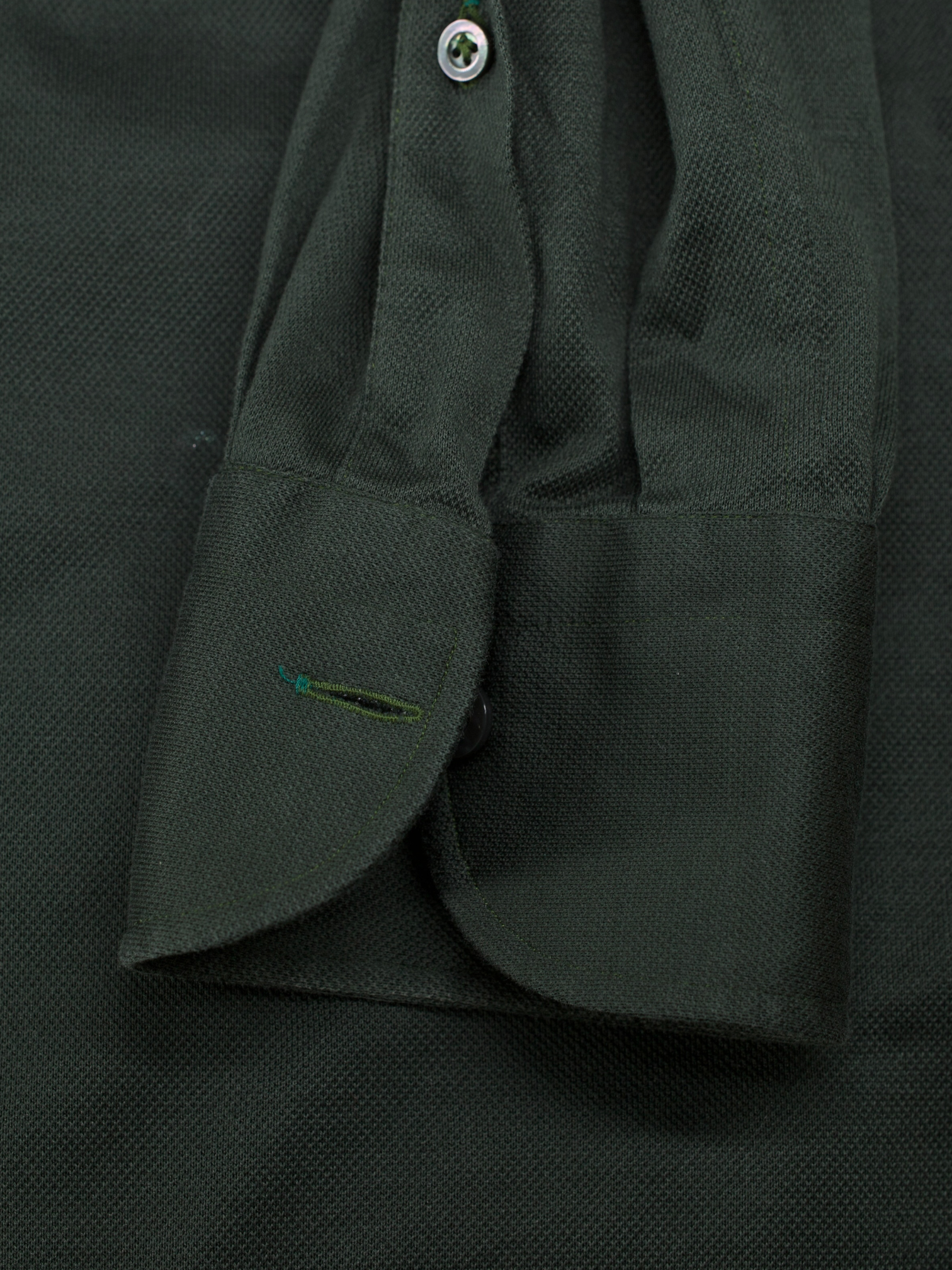 Fray Dark Green Knitted Pique-Cotton "Gabriel" Shirt