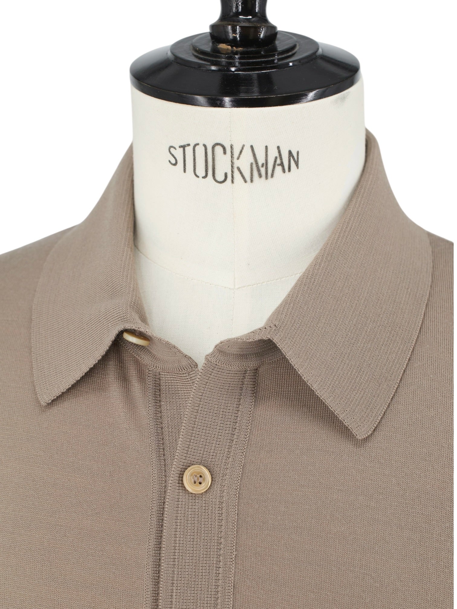 Brioni Light Brown Fine-Wool Jersey Knitted Full-Button Polo Shirt
