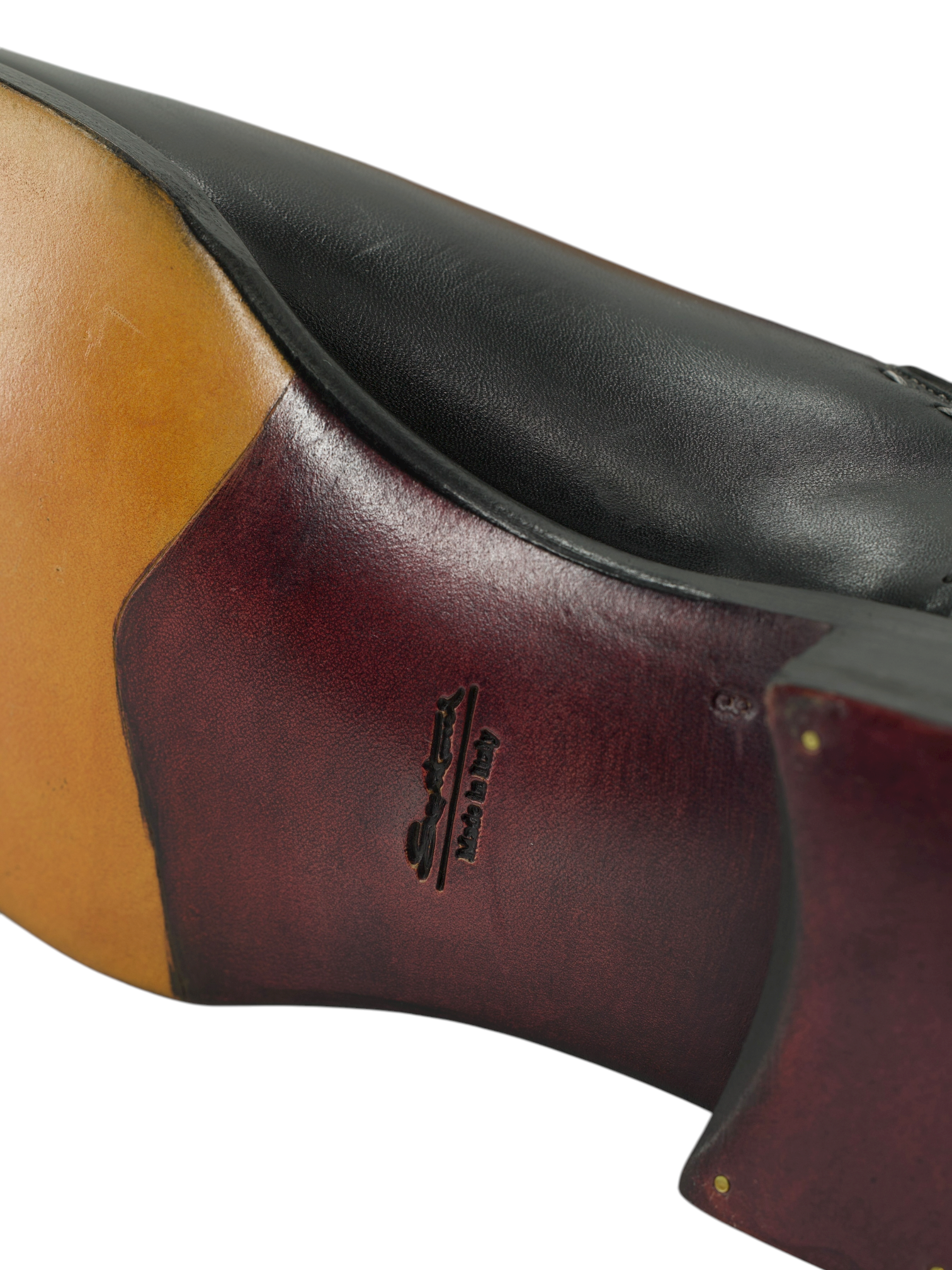 Santoni Black Calf Leather Chelsea Boot