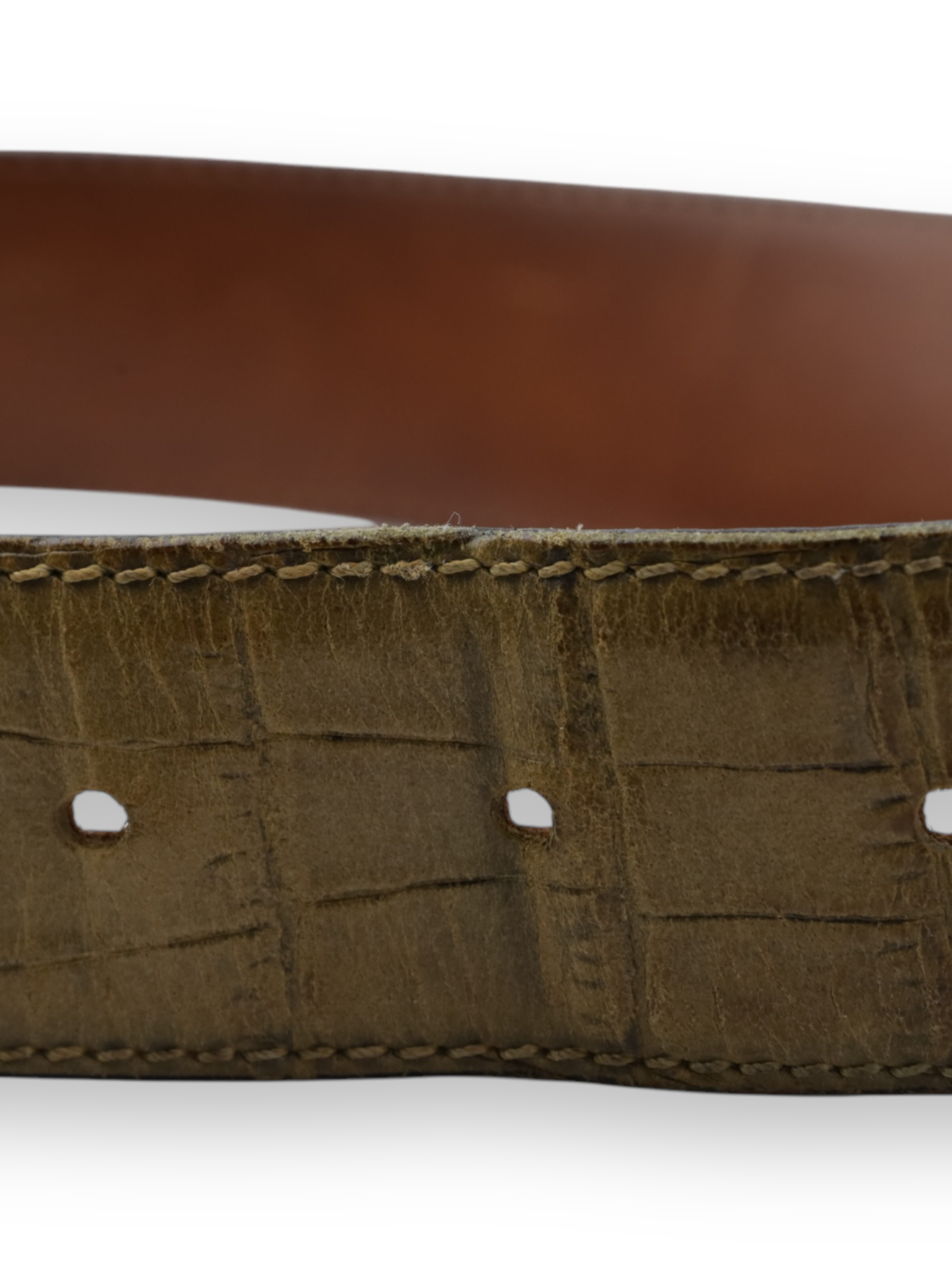 Santoni Light Brown Crocodile Leather Belt