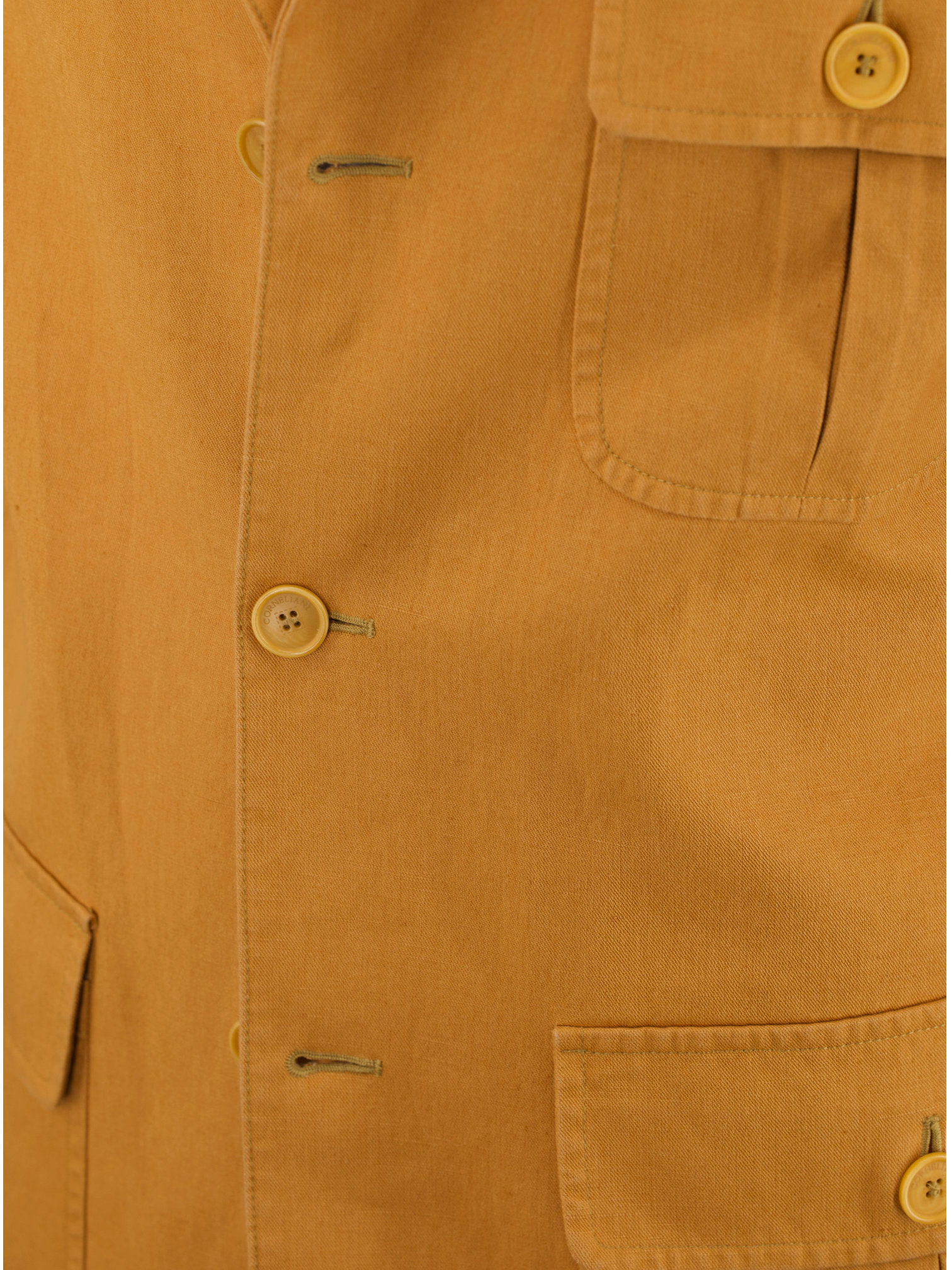 Corneliani Pumpkin Orange Cotton & Linen Sahariana Jacket